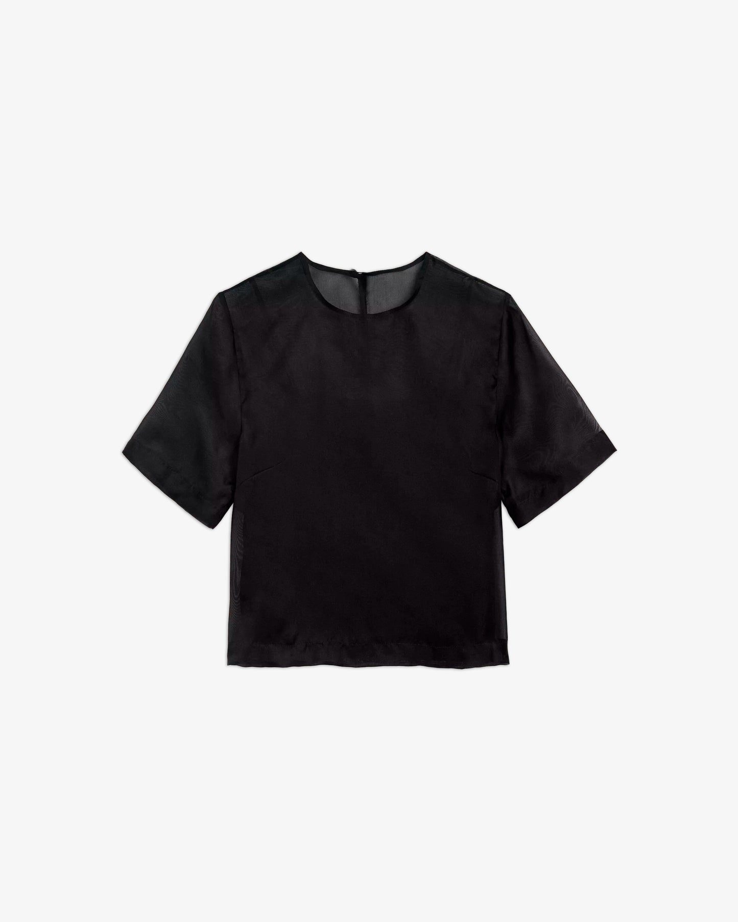 AMI PARIS Top Manches C Short Sleeve Sheer Top Black