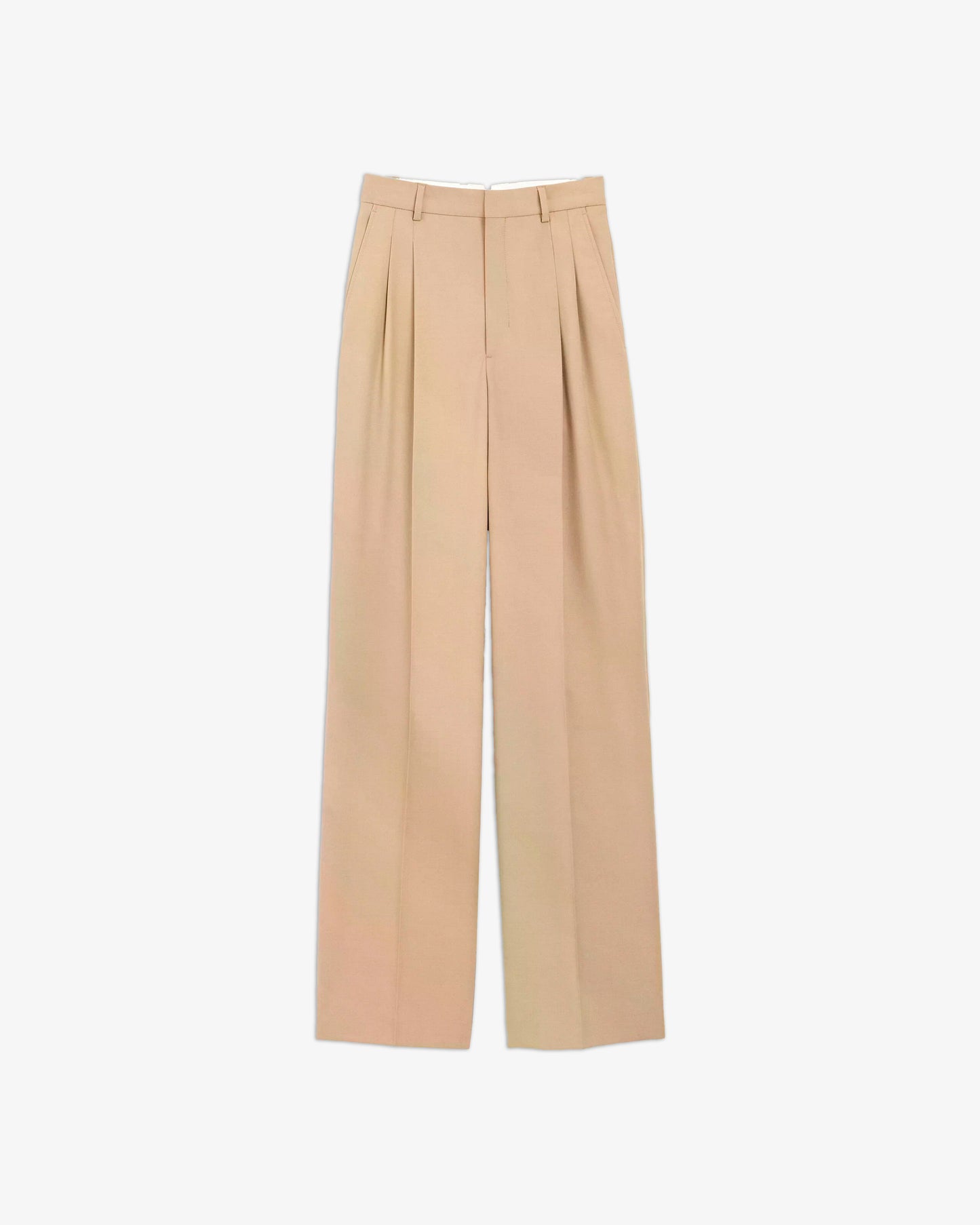 AMI PARIS Pantalon 2 Plis Hight Waist Wide Trousers Taupe