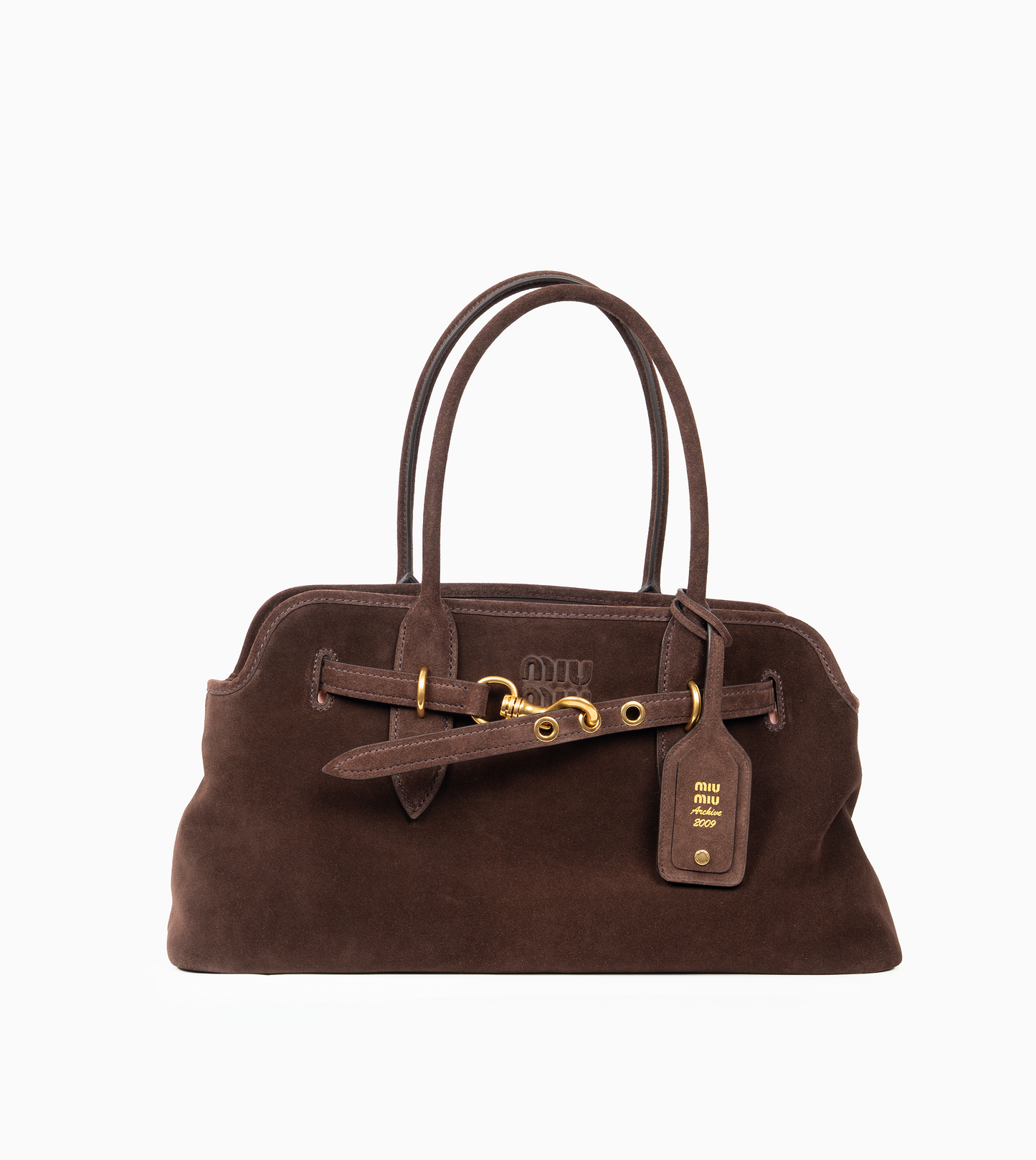 MIU MIU AVENTURE SUEDE BAG MORO