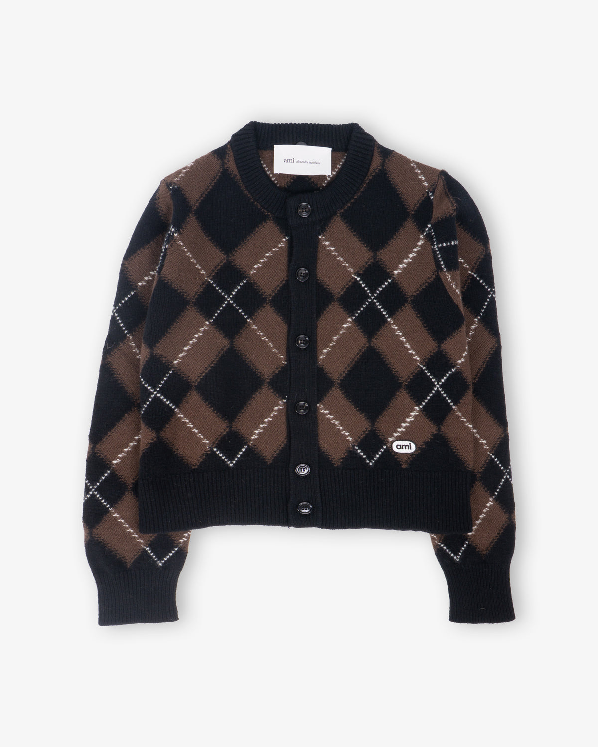 AMI Crewneck Cardigan Black/chocolate