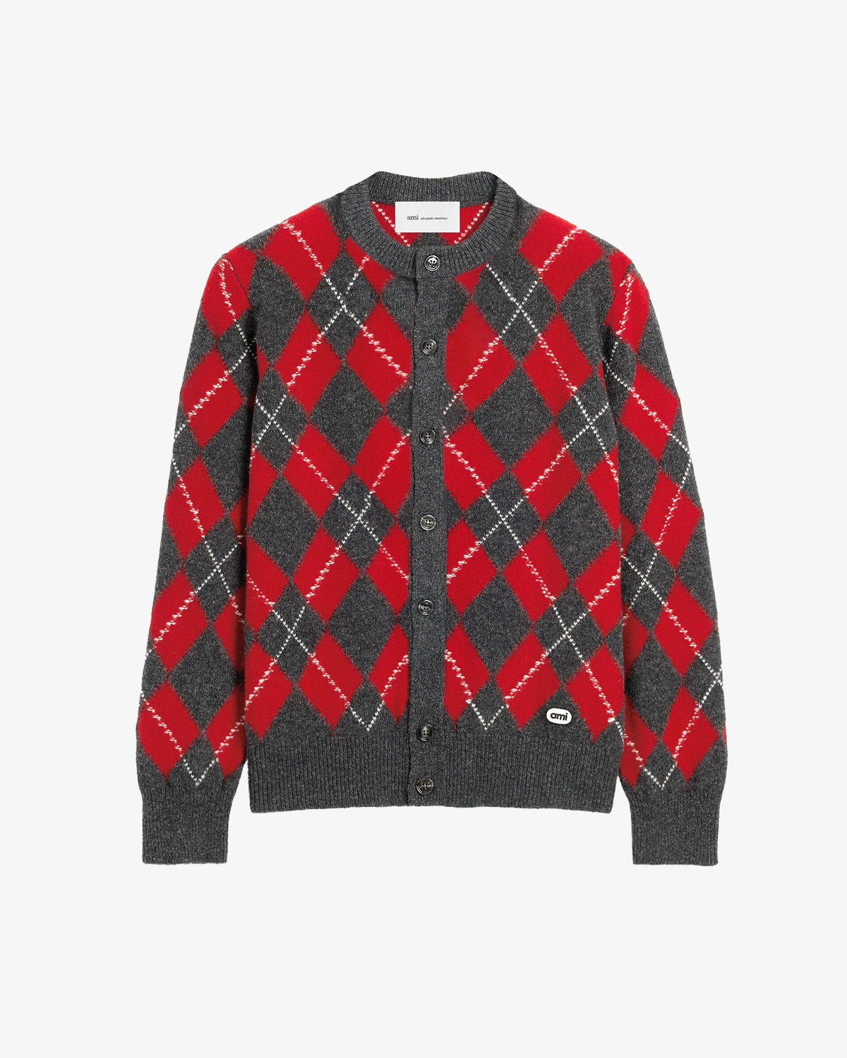 AMI Crewneck Cardigan Grey Red