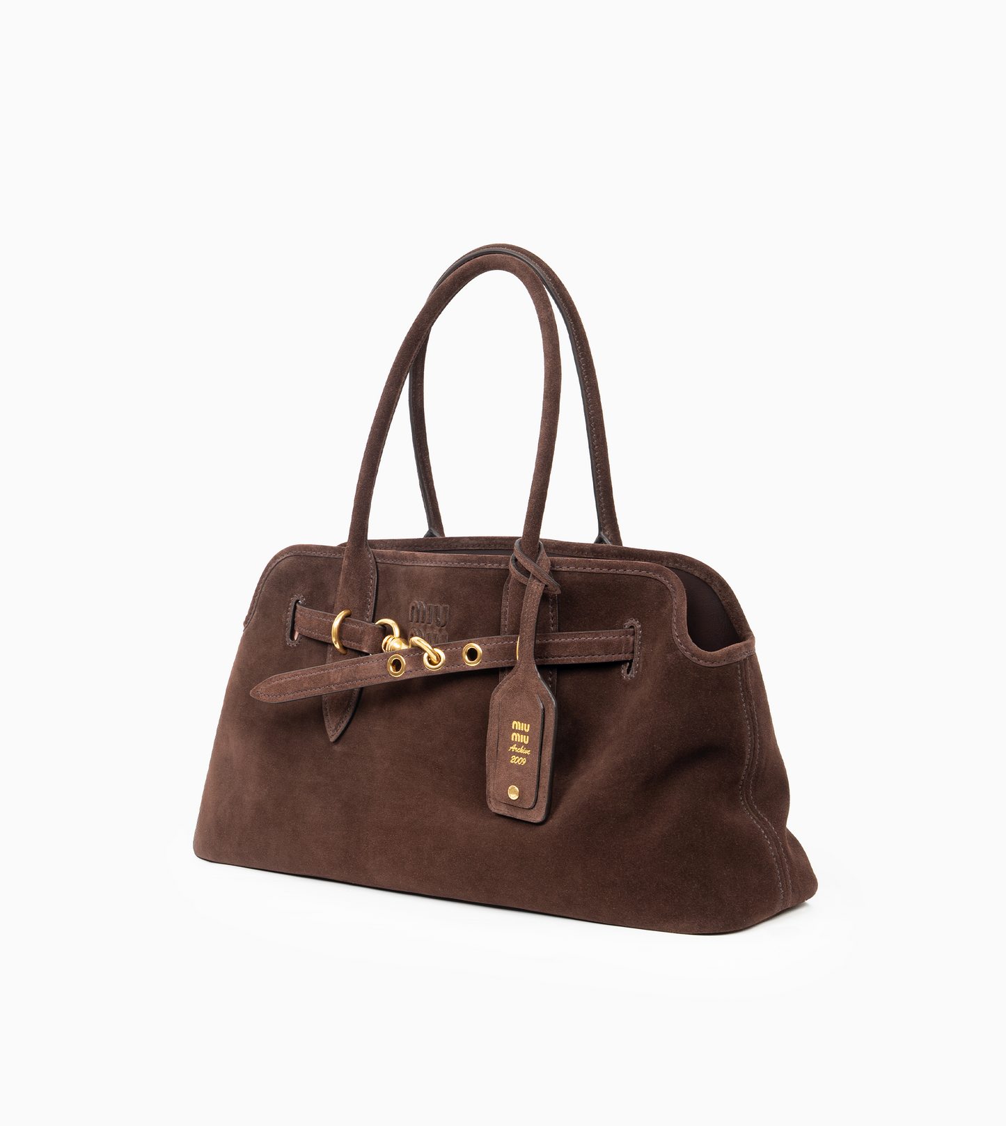 MIU MIU AVENTURE SUEDE BAG MORO