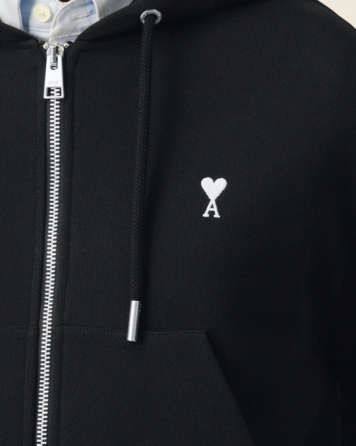 AMI PARIS Hoodie with Contrasted Ami de Coeur Black & White Cream