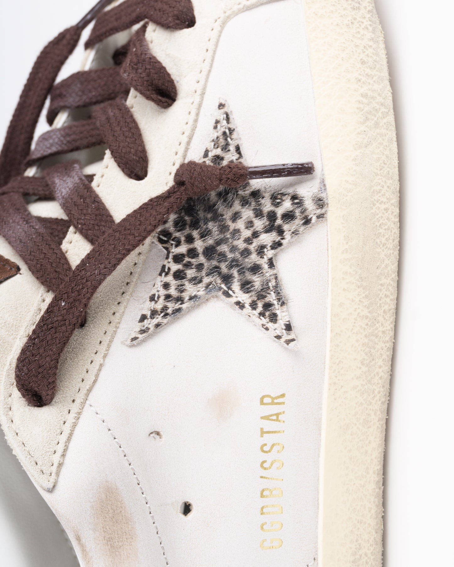 GOLDEN GOOSE Super Star Suede Toe Tongue & Heel Leather Upper Pois Horsy Star
