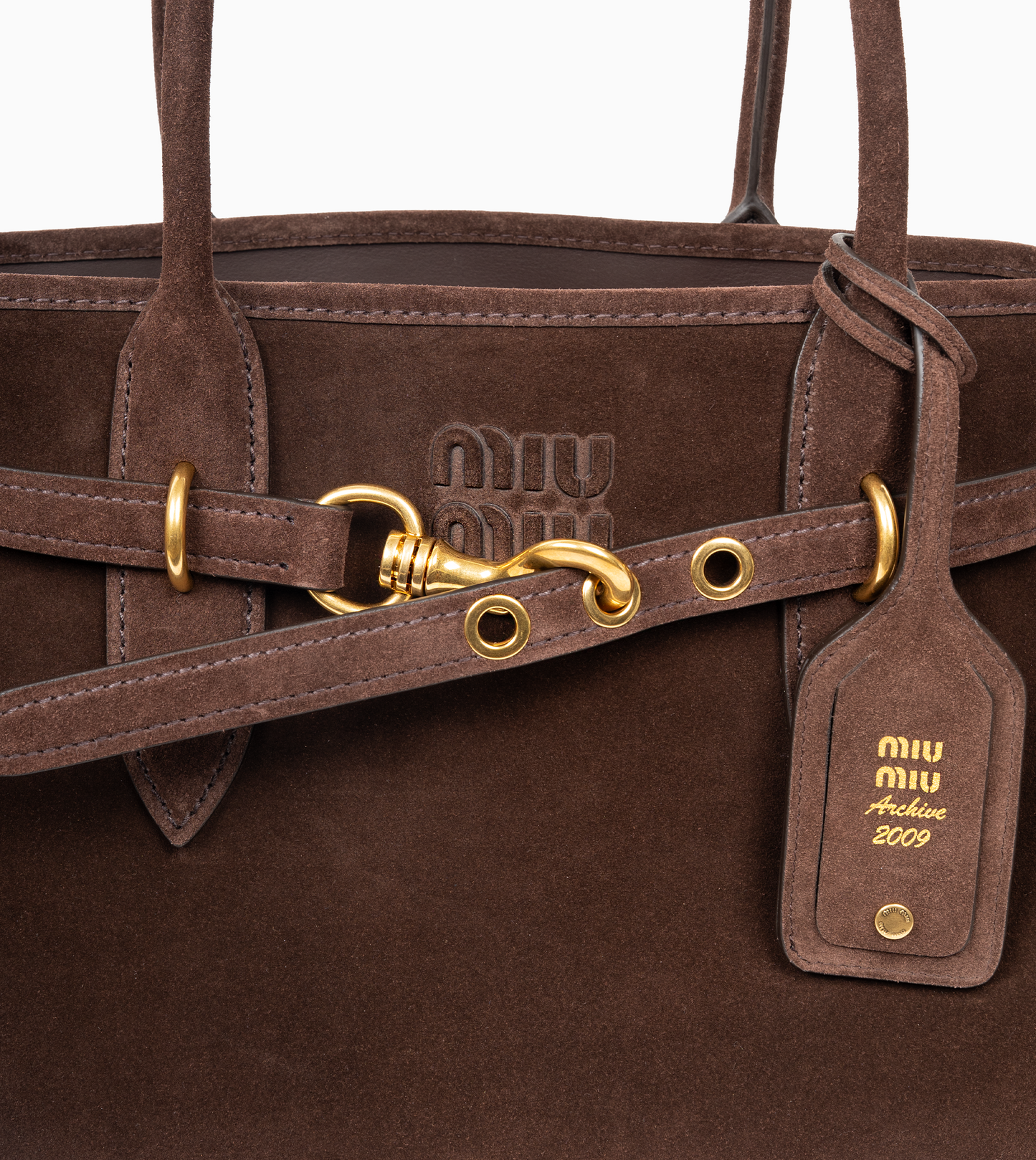 MIU MIU AVENTURE SUEDE BAG MORO
