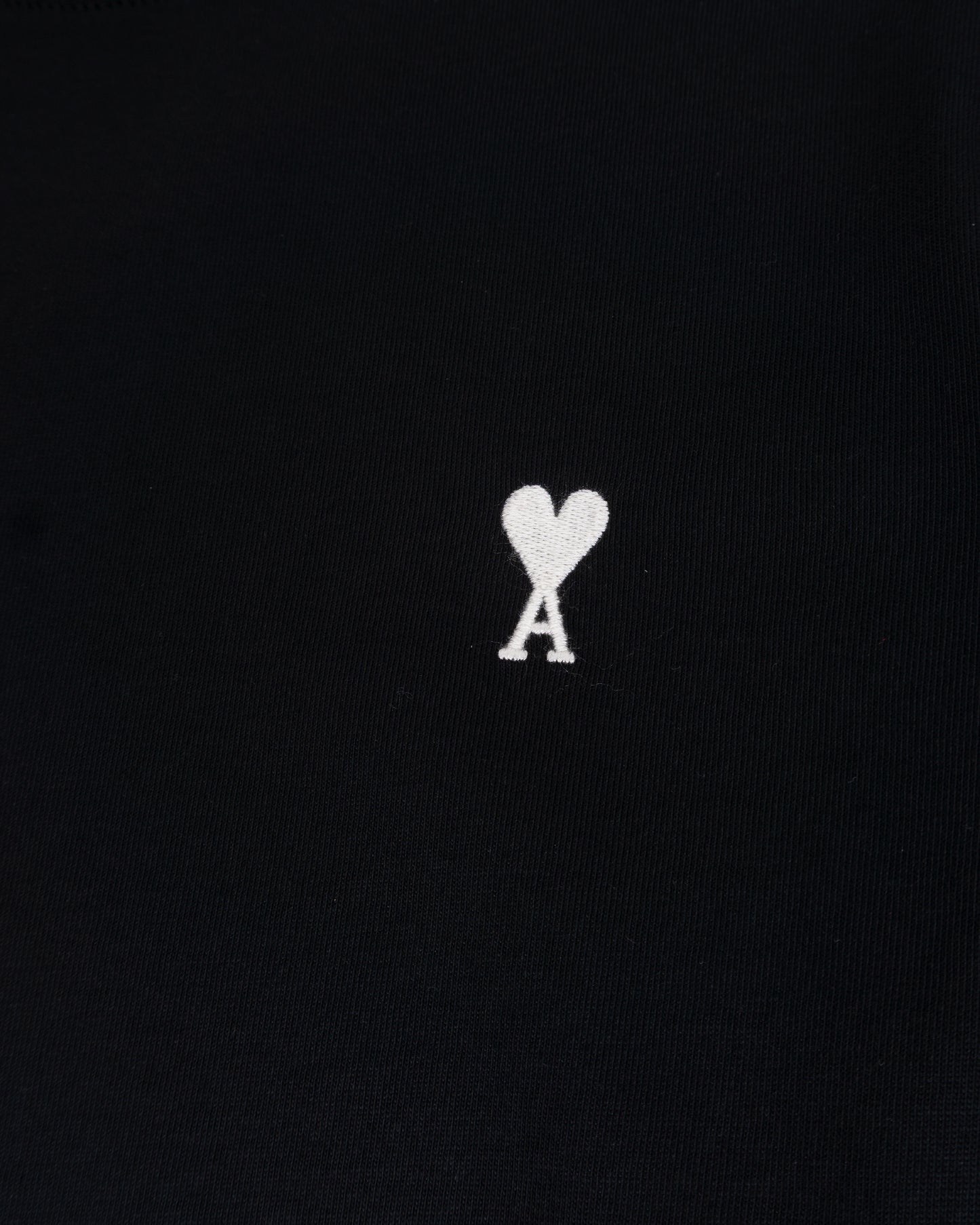 AMI PARIS Long Sleeves TShirt with Contrasted Ami de Coeur Black