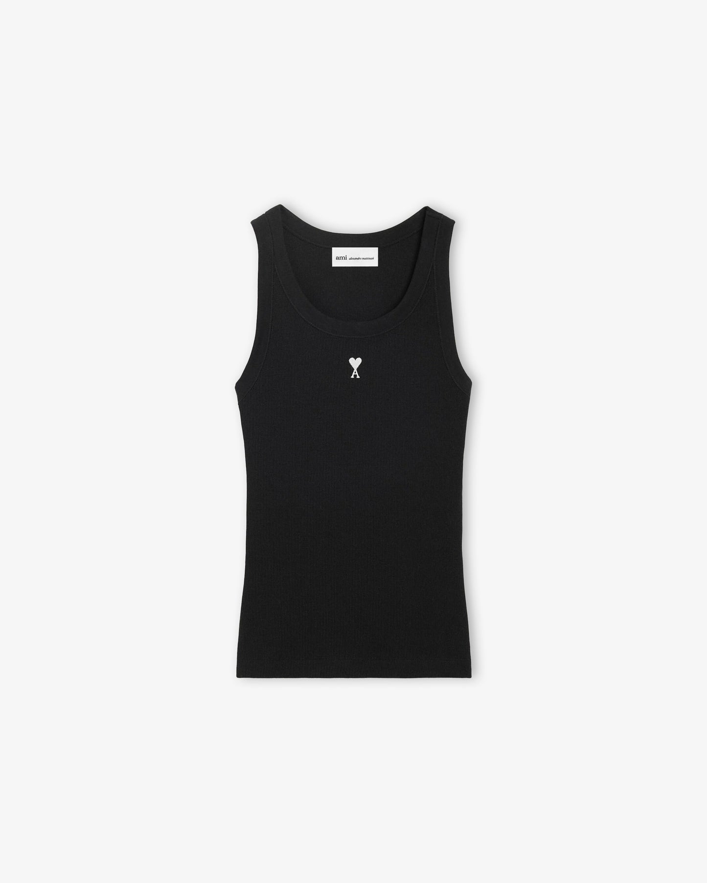 AMI PARIS Tank Top with Constrasted Ami de Coeur Black