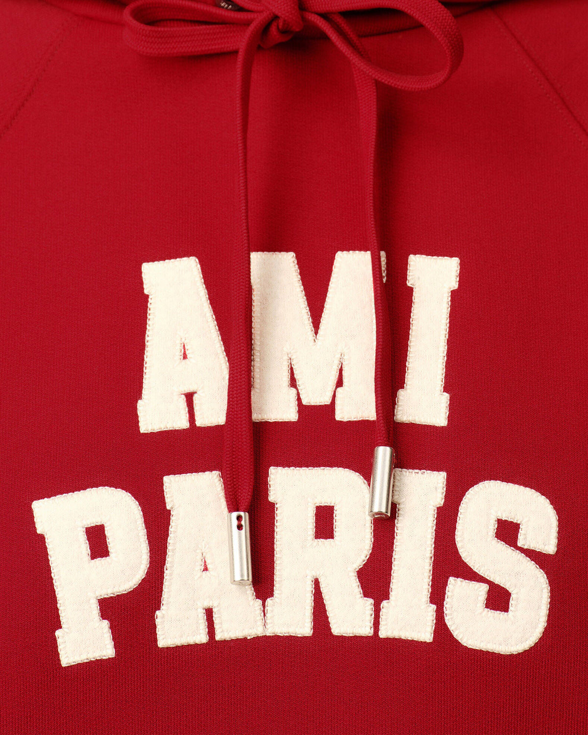 AMI PARIS Hoodie with Ami Paris Fel Embroidery Ruby Red
