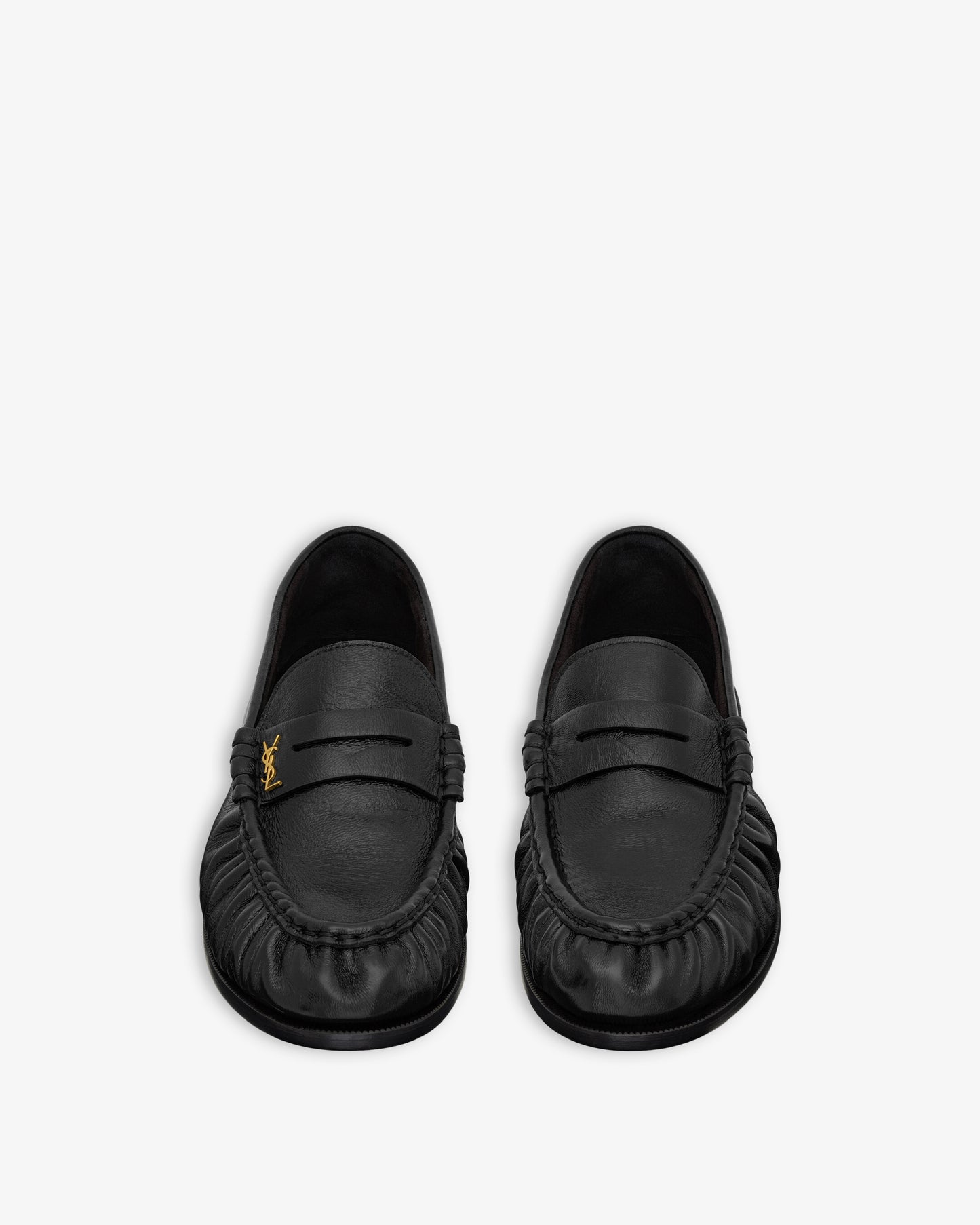 SAINT LAURENT Leather Shoes Plain Vamp Flat Leat Black
