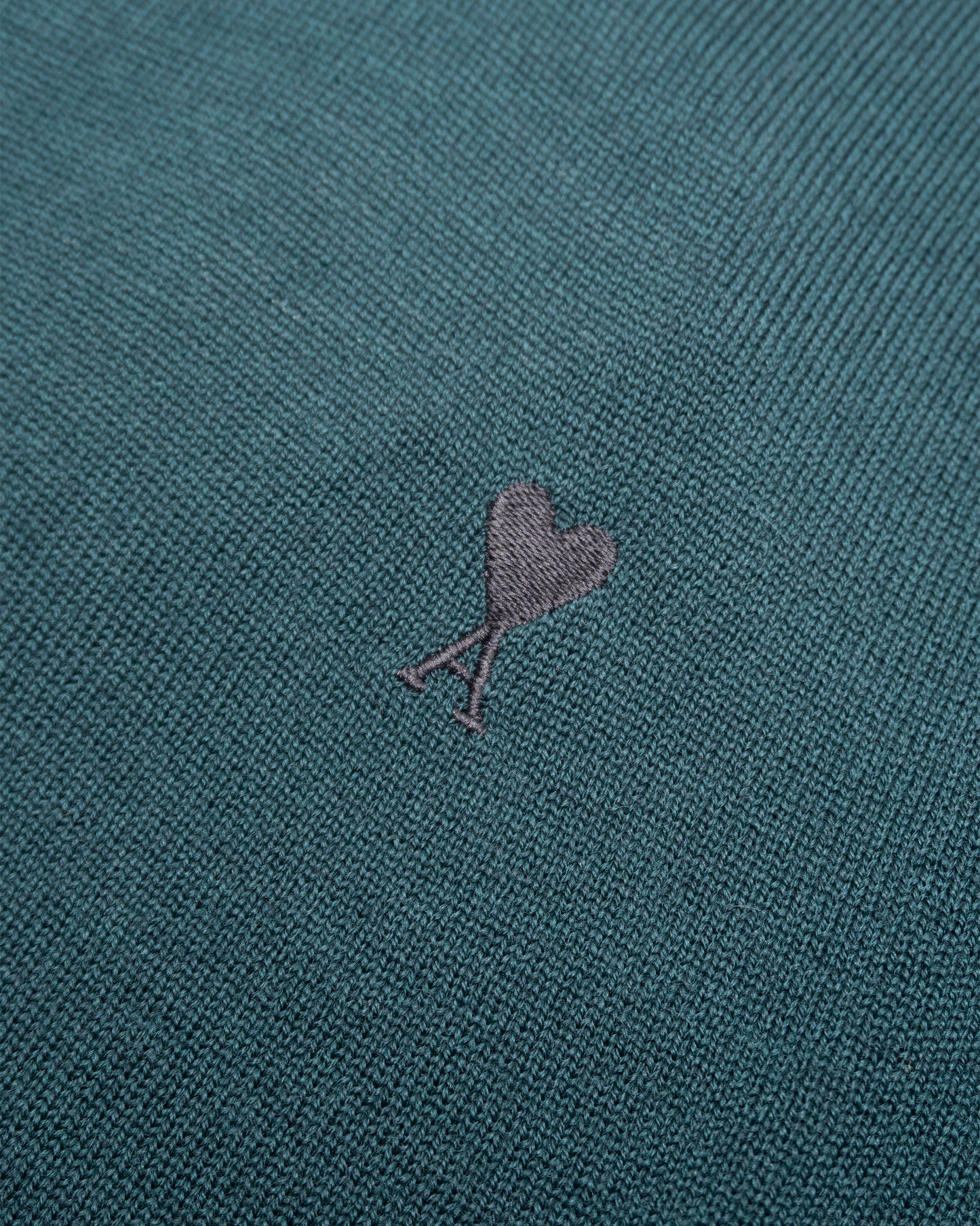 AMI PARIS Short Sleeves Cardigan with Contrasted Ami de Coeur Bottle Green
