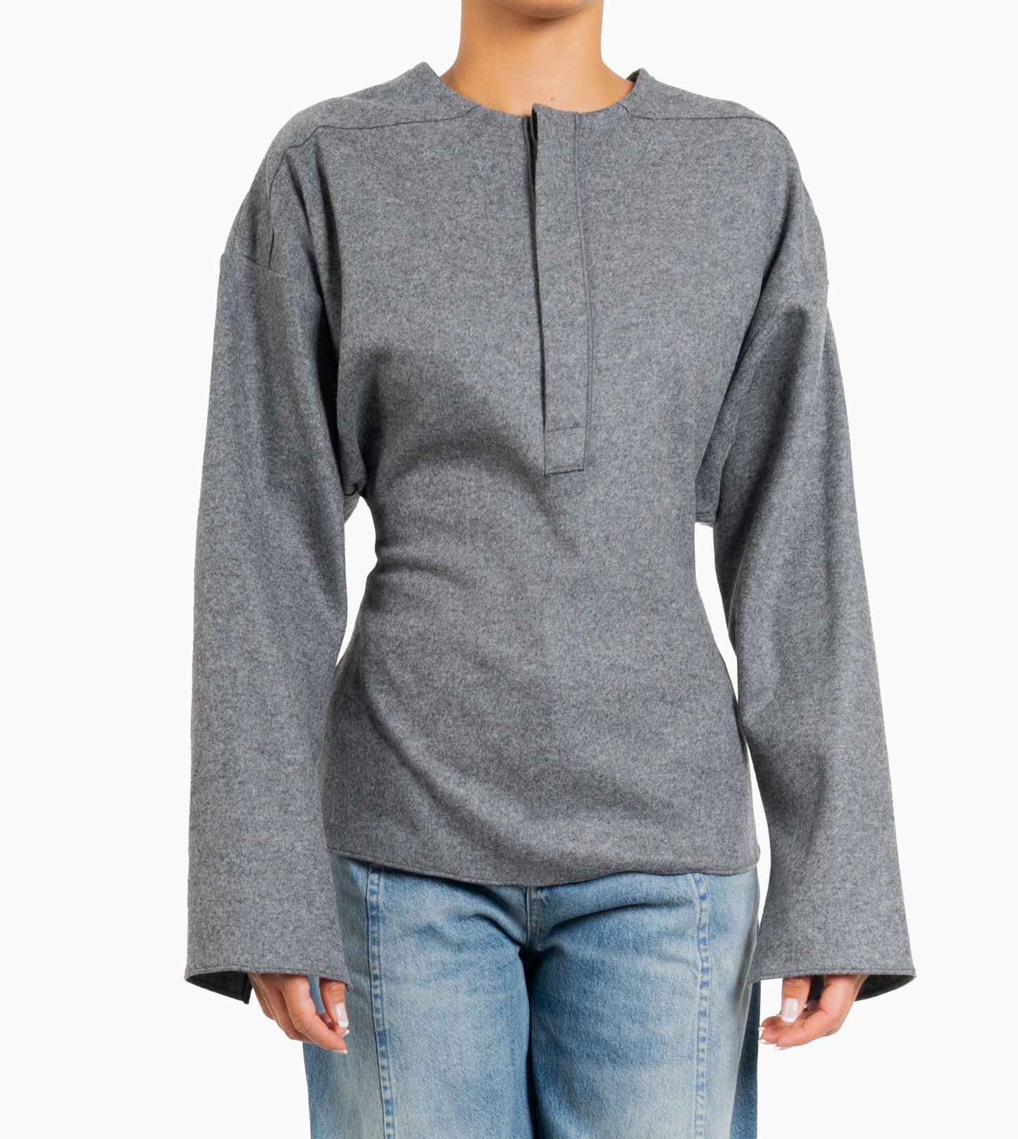 VICTORIA BECKHAM- Long Sleeve Fitted Henley Top
