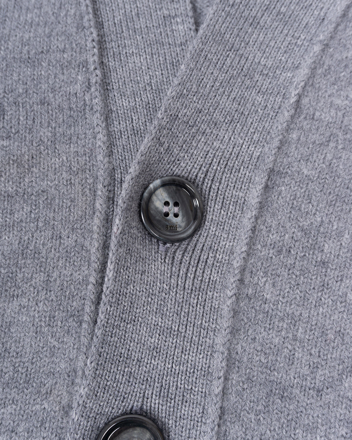 AMI PARIS V Neck Cardigan with Contrasted Ami de Coeur Heather Ash Grey & Black