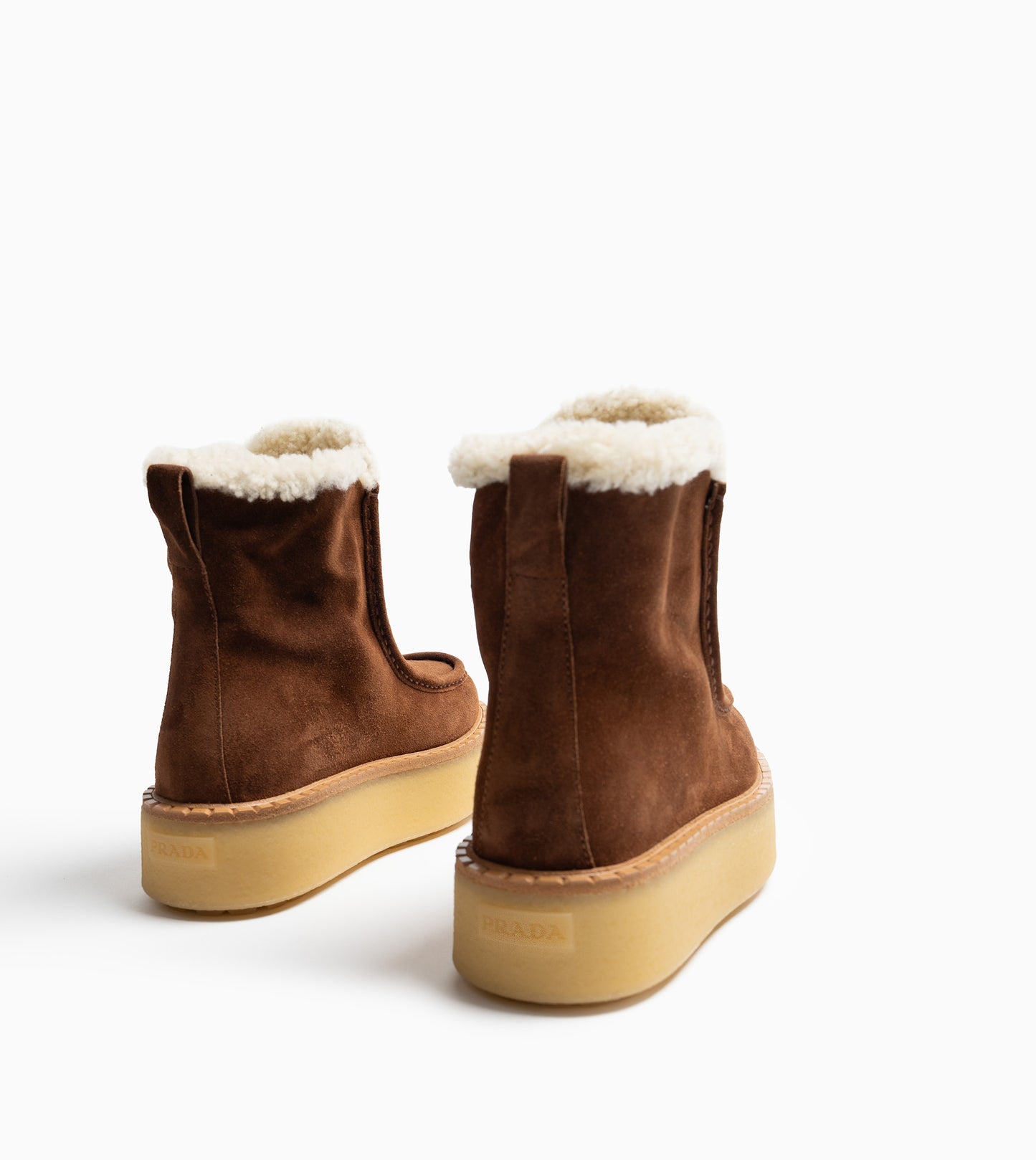 PRADA SCAMOSCIATO ANKLE BOOTS CACAO