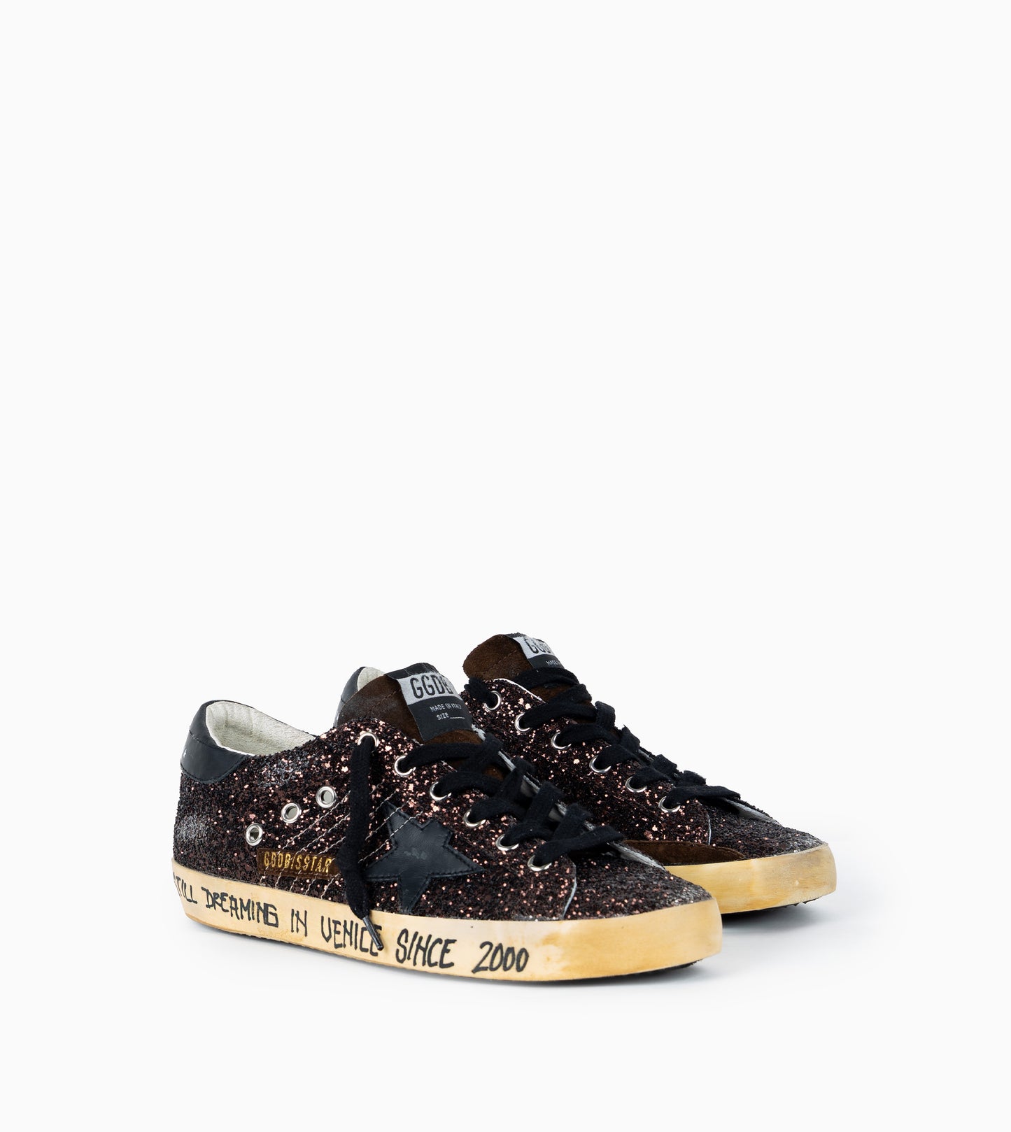 GOLDEN GOOSE- Super star glitter upper suede tongue leather star