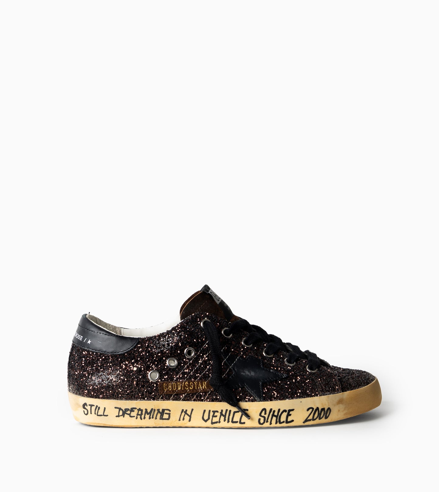GOLDEN GOOSE- Super star glitter upper suede tongue leather star