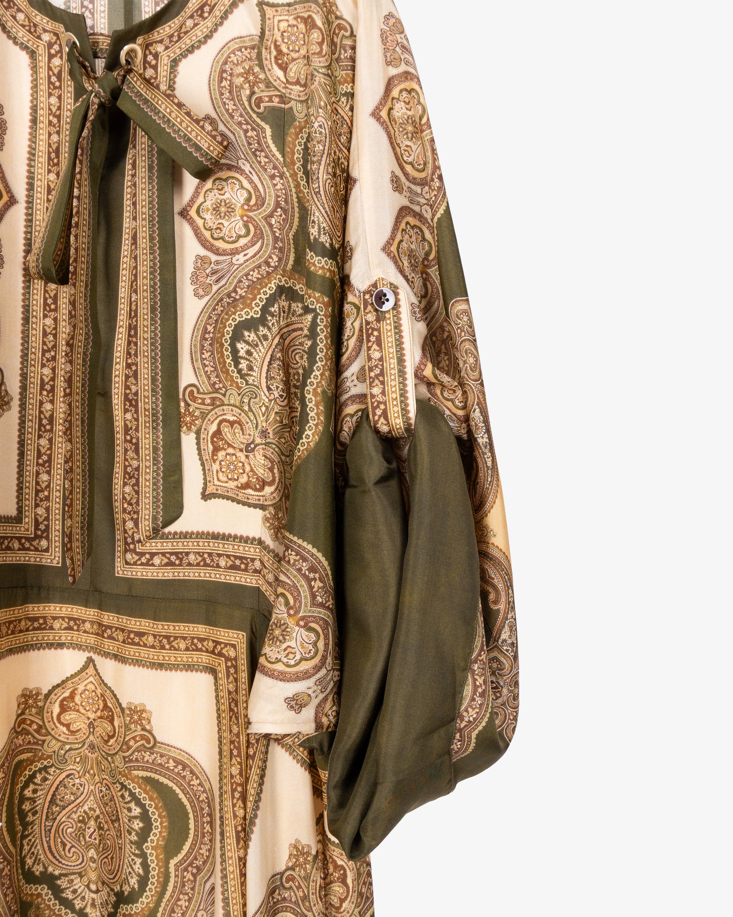 ZIMMERMANN Mahon Tunic Midi Dress Olive Paisley
