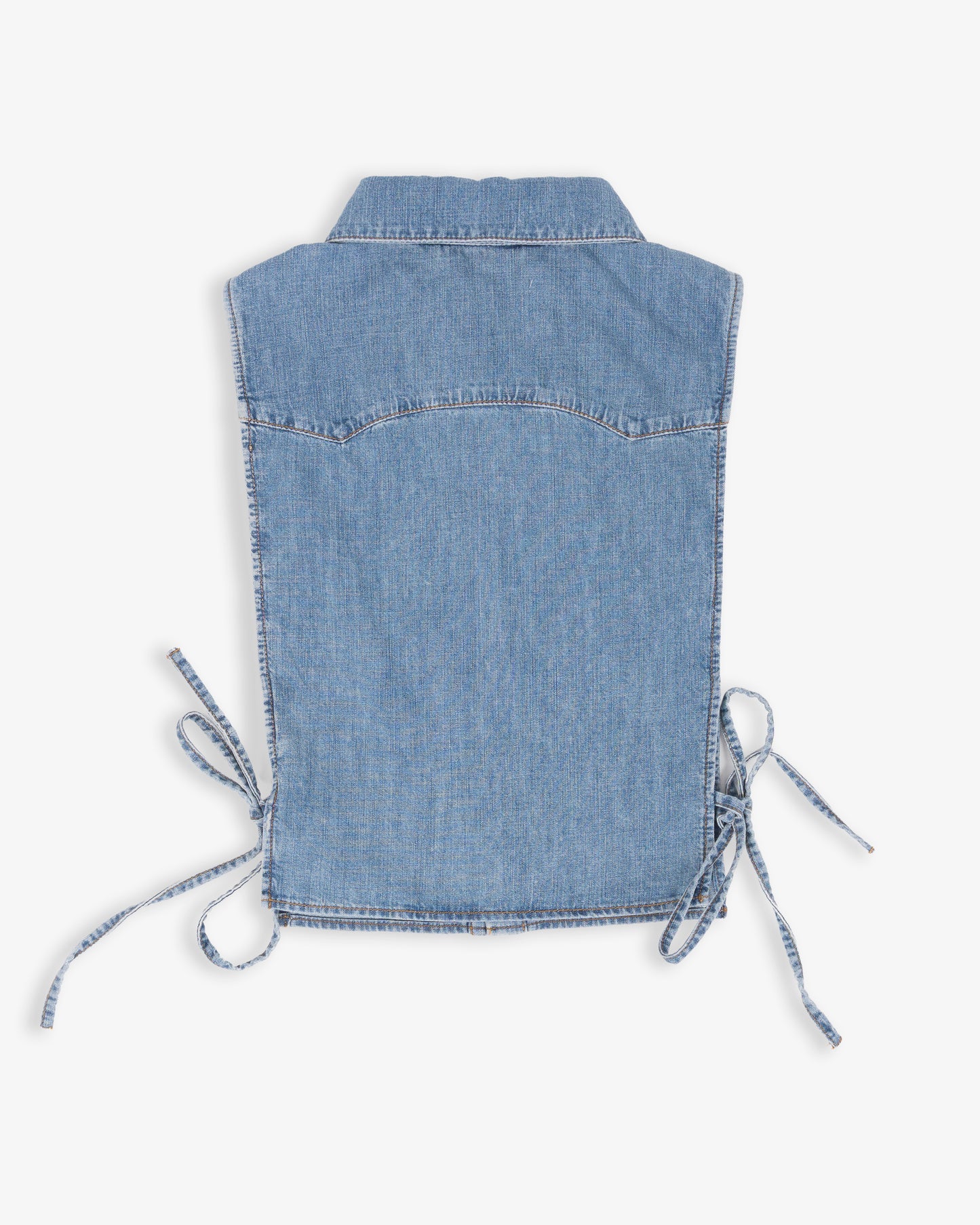MIU MIU Short Chambray Shirt with Tie Denim
