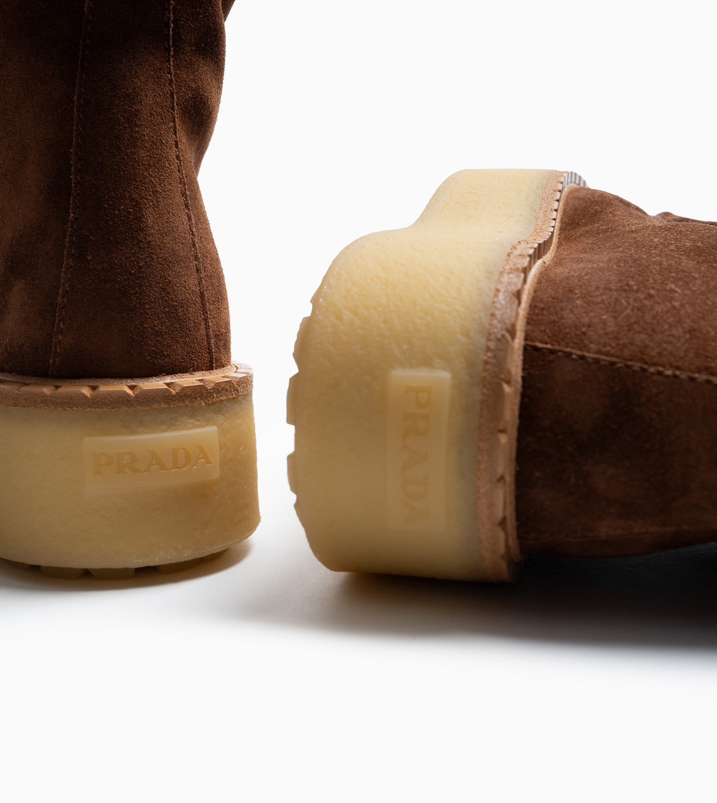 PRADA SCAMOSCIATO ANKLE BOOTS CACAO