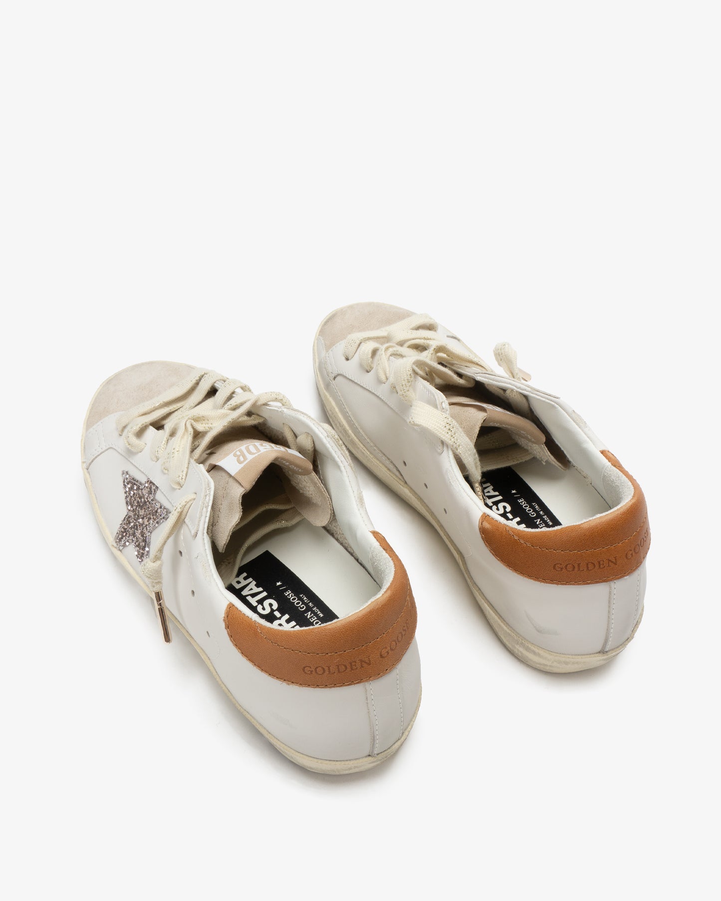 GOLDEN GOOSEN Super Star Leather Upper & Heel Suede Toe Glitter Star