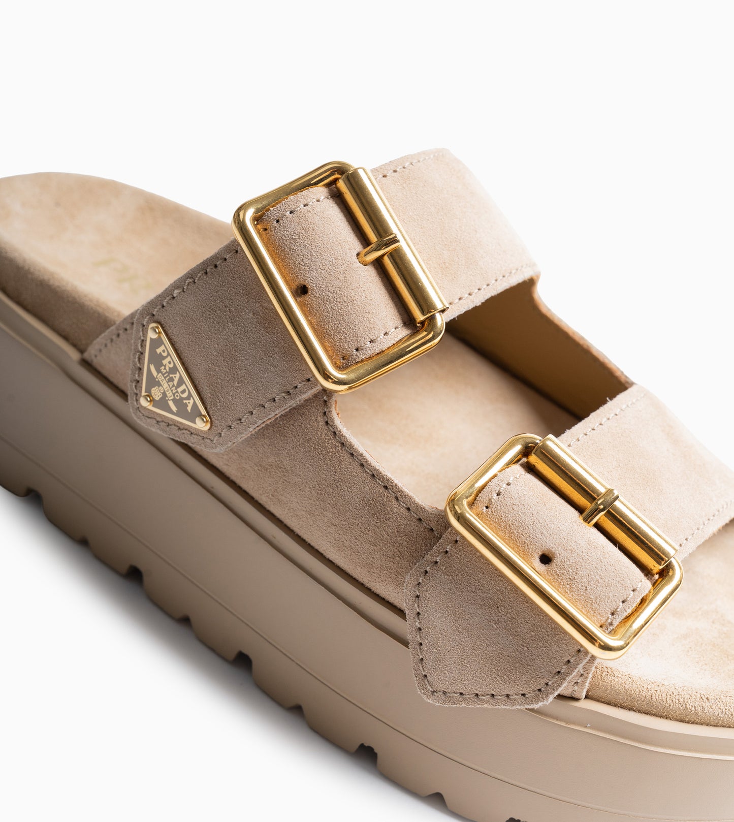 PRADA Leather Sandals Ecru