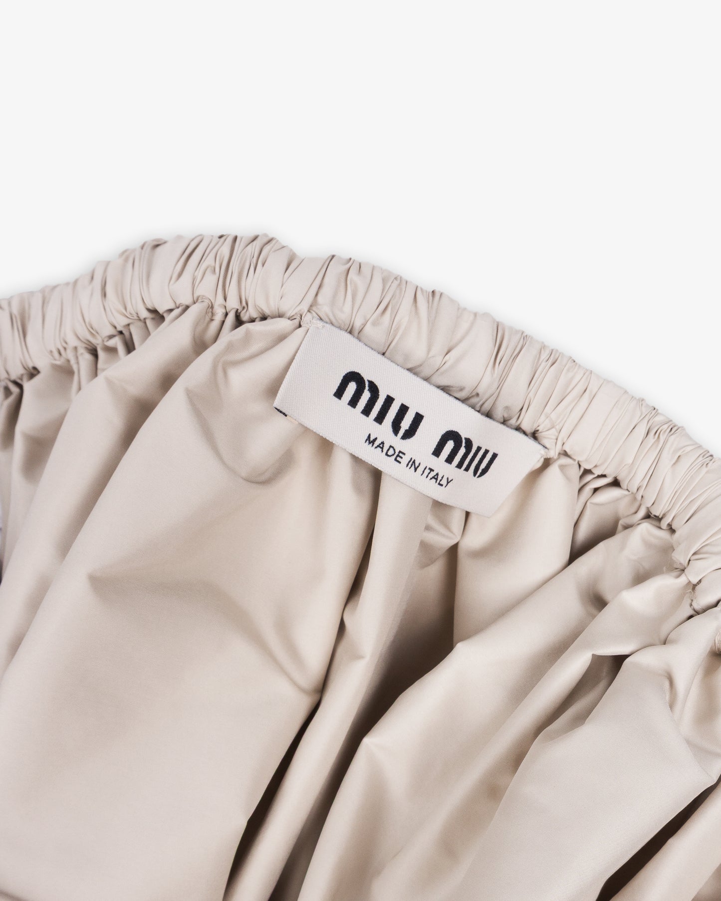 MIU MIU Technical Pongé Miniskirt Opale