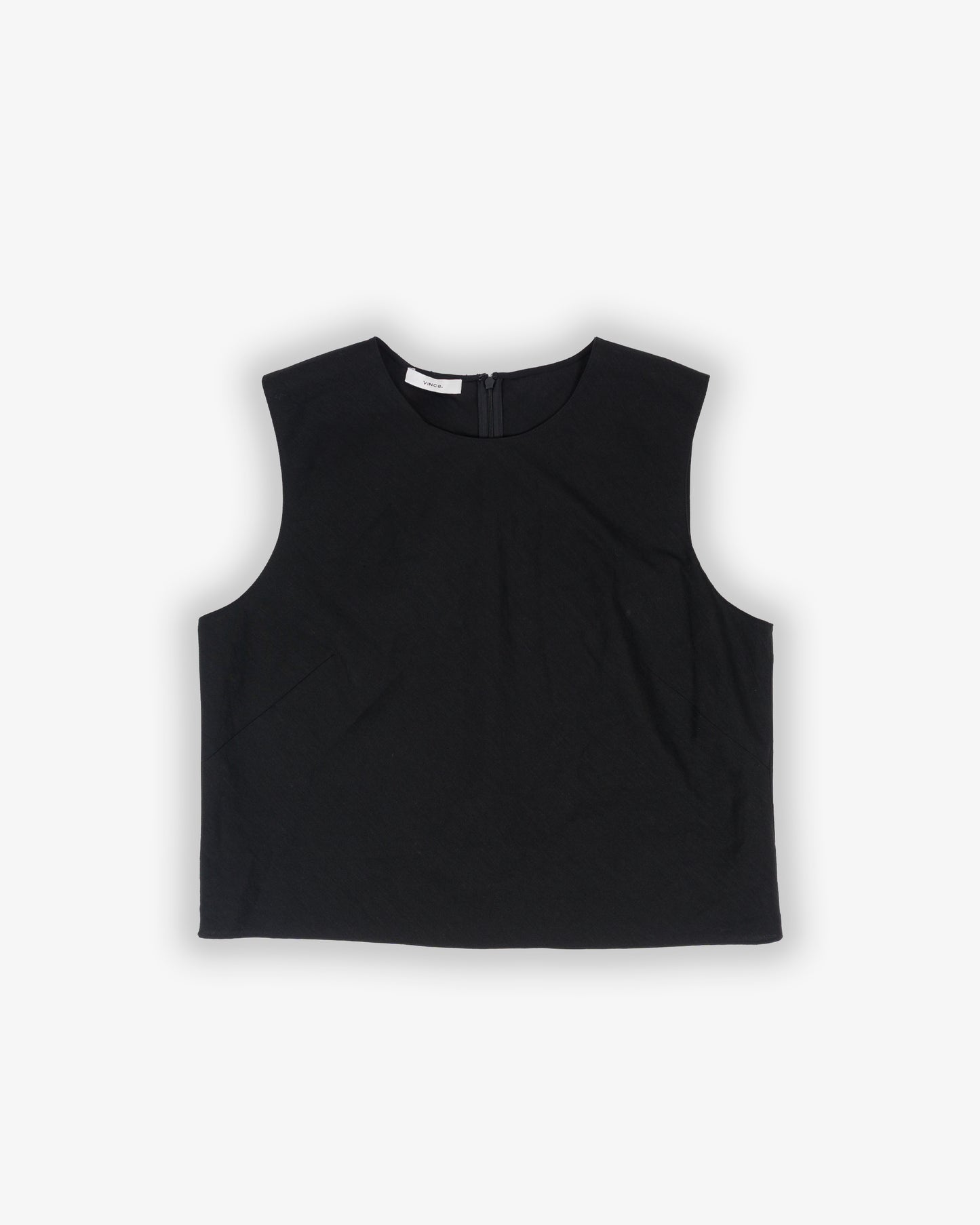 VINCE Linen Crew NK Shell Black