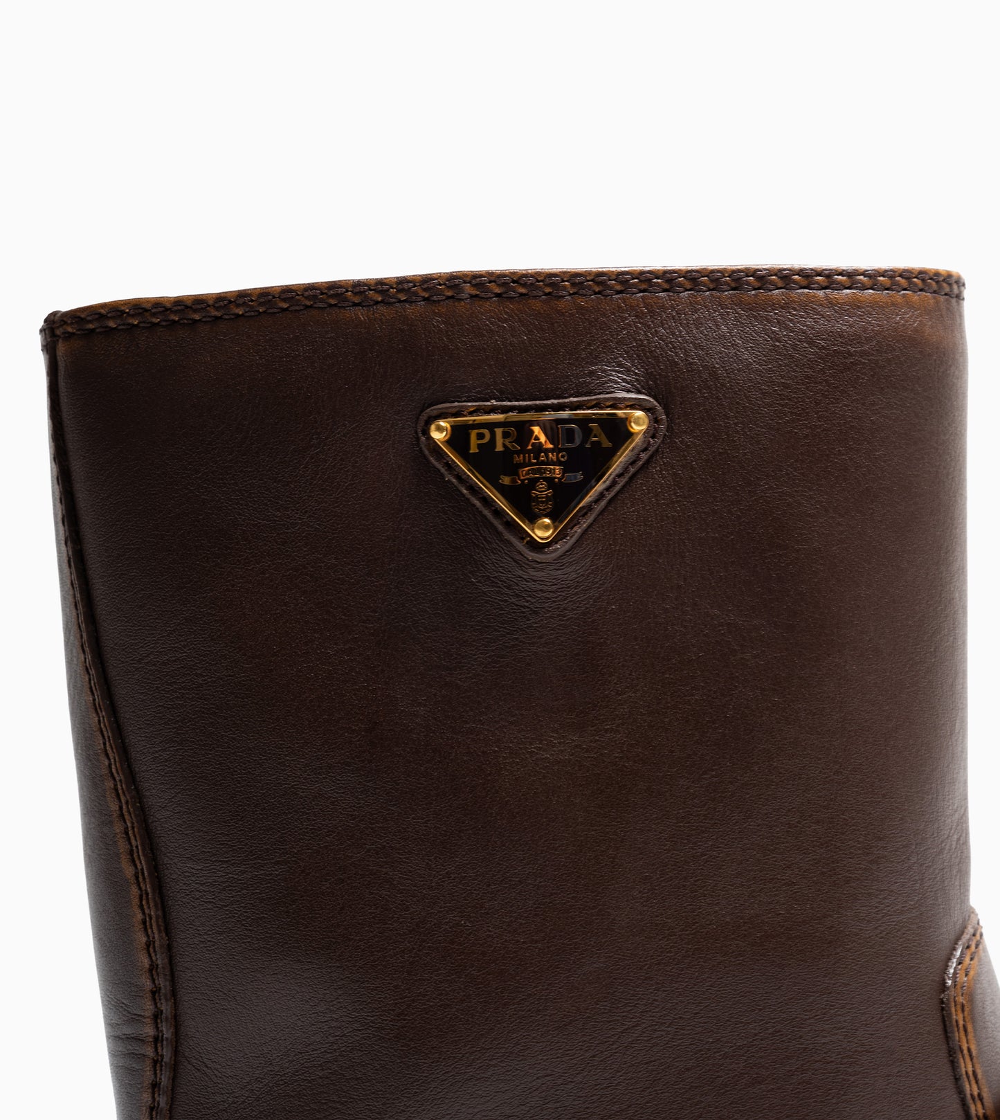 PRADA ANKLE BOOTS VITELLO VINTAGE CACAO
