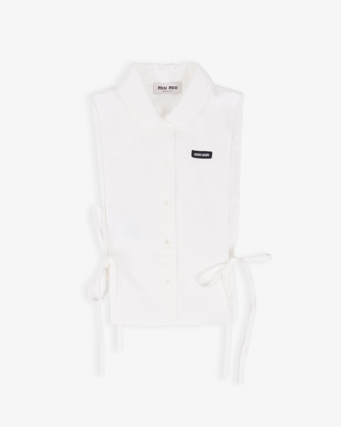 MIU MIU Flamed Poplin Shirt with Side Tie White