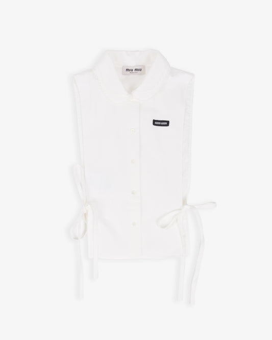 MIU MIU Flamed Poplin Shirt with Side Tie White
