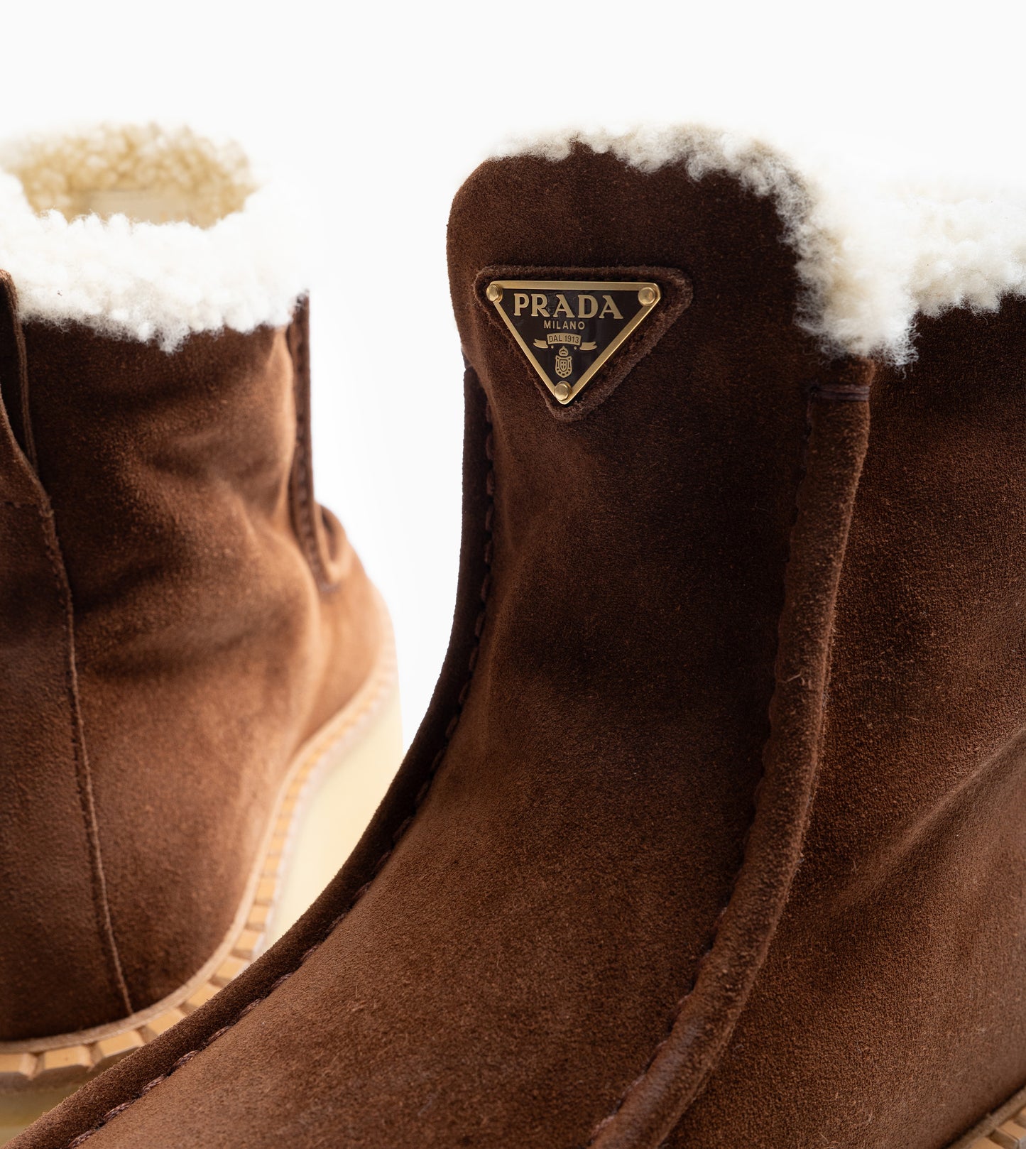 PRADA SCAMOSCIATO ANKLE BOOTS CACAO