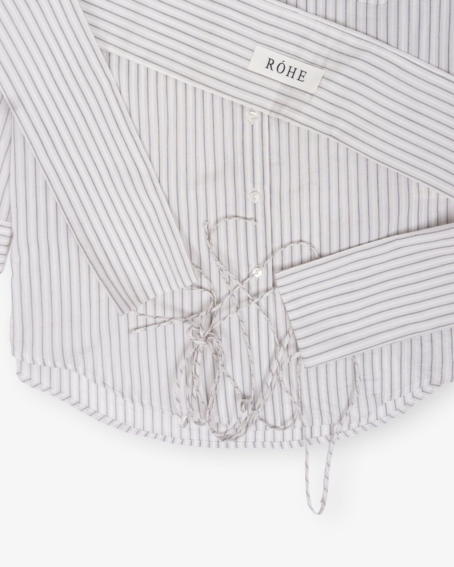RÓHE Silk Stripe Belted Shirt Fine Stripe