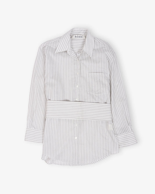 RÓHE Silk Stripe Belted Shirt Fine Stripe