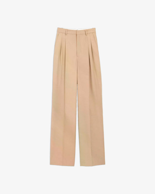 AMI PARIS Pantalon 2 Plis Hight Waist Wide Trousers Taupe