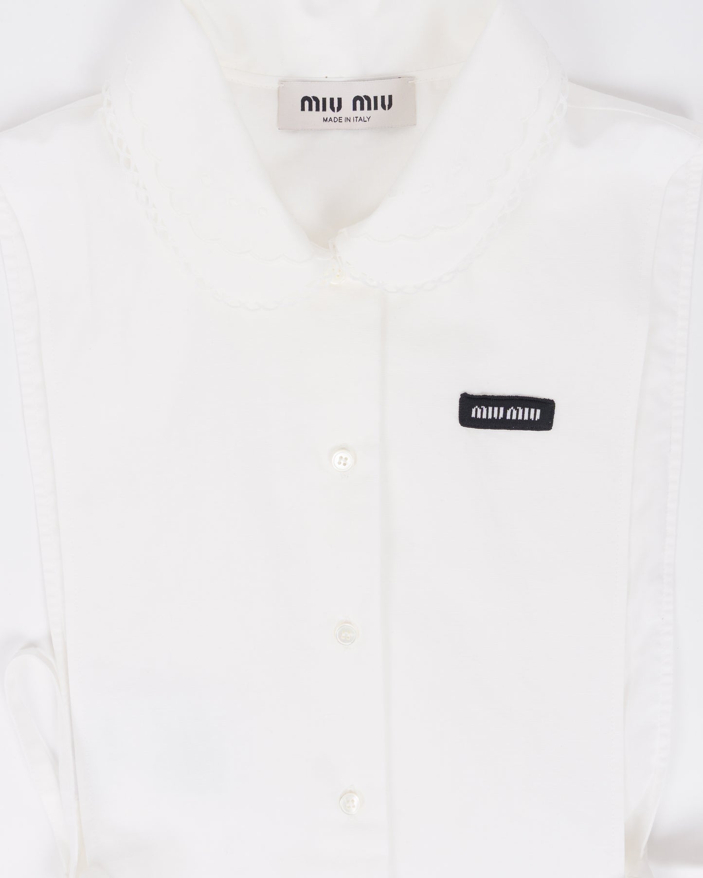 MIU MIU Flamed Poplin Shirt with Side Tie White
