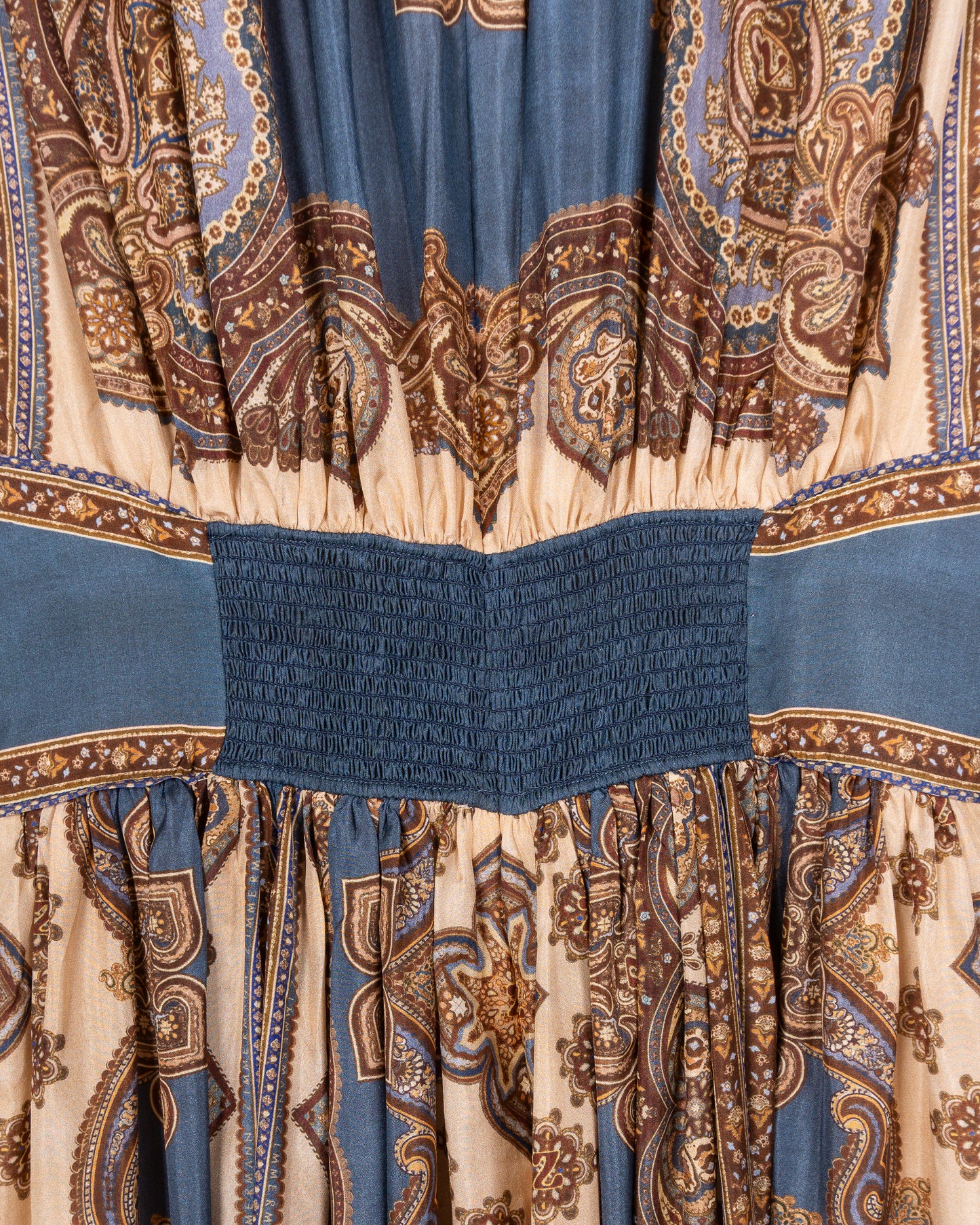 ZIMMERMANN Mahon Waisted Maxi Dress Dark Blue Paisley