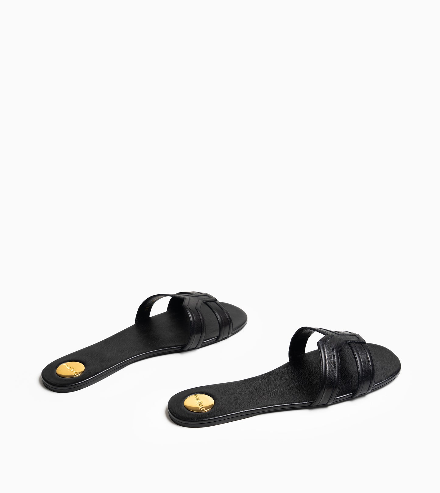 SAINT LAURENT Leather Women Shoes Flat Sandals Flat Le Black