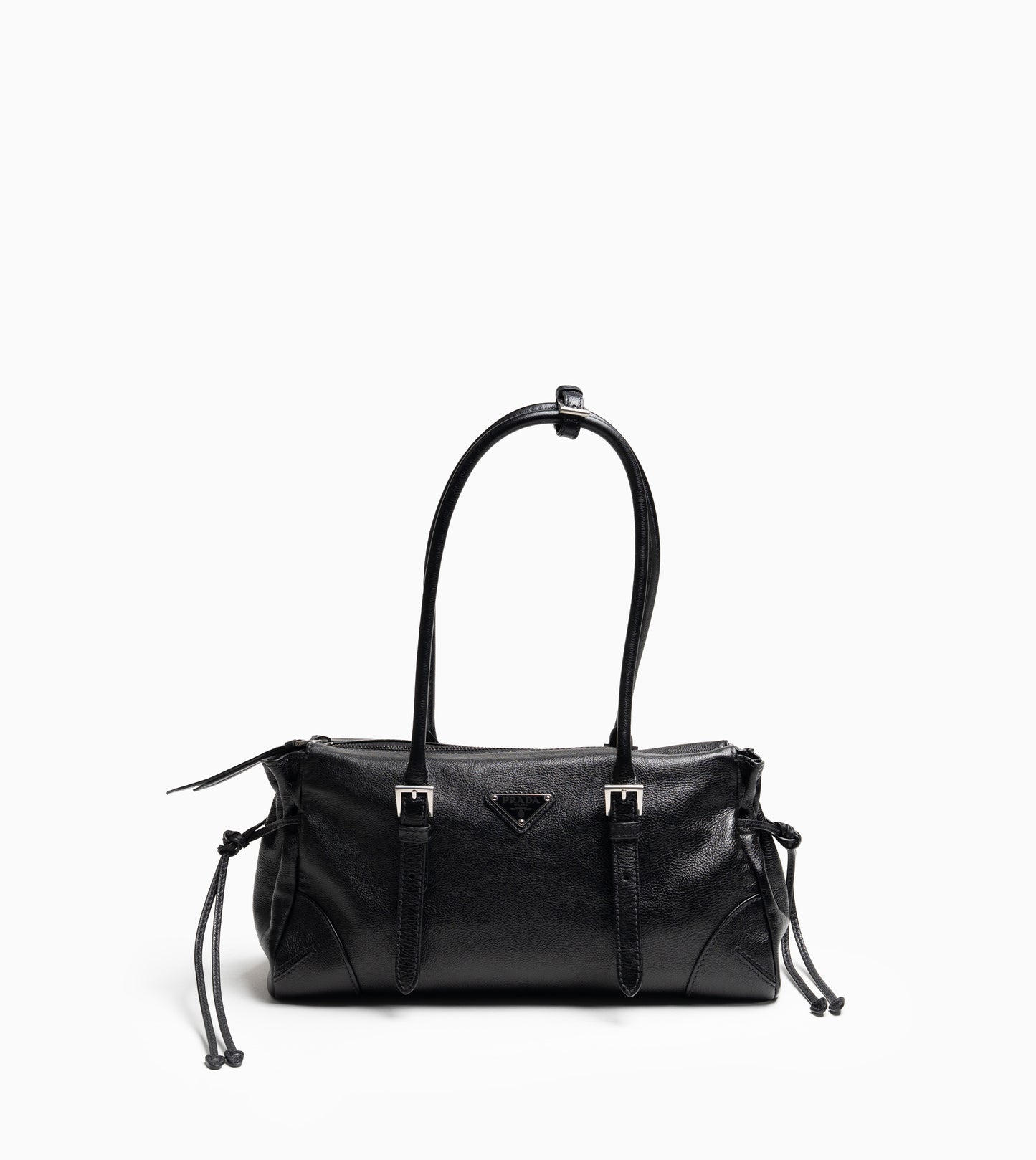 PRADA Bonnie Leather ( Non- Reptile) Hand Bag Black