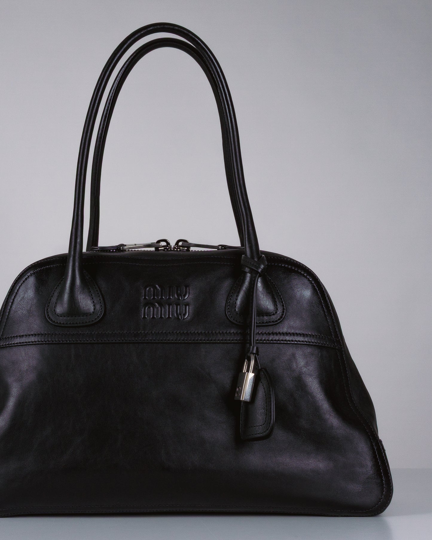 MIU MIU Leather Hand Bag Black