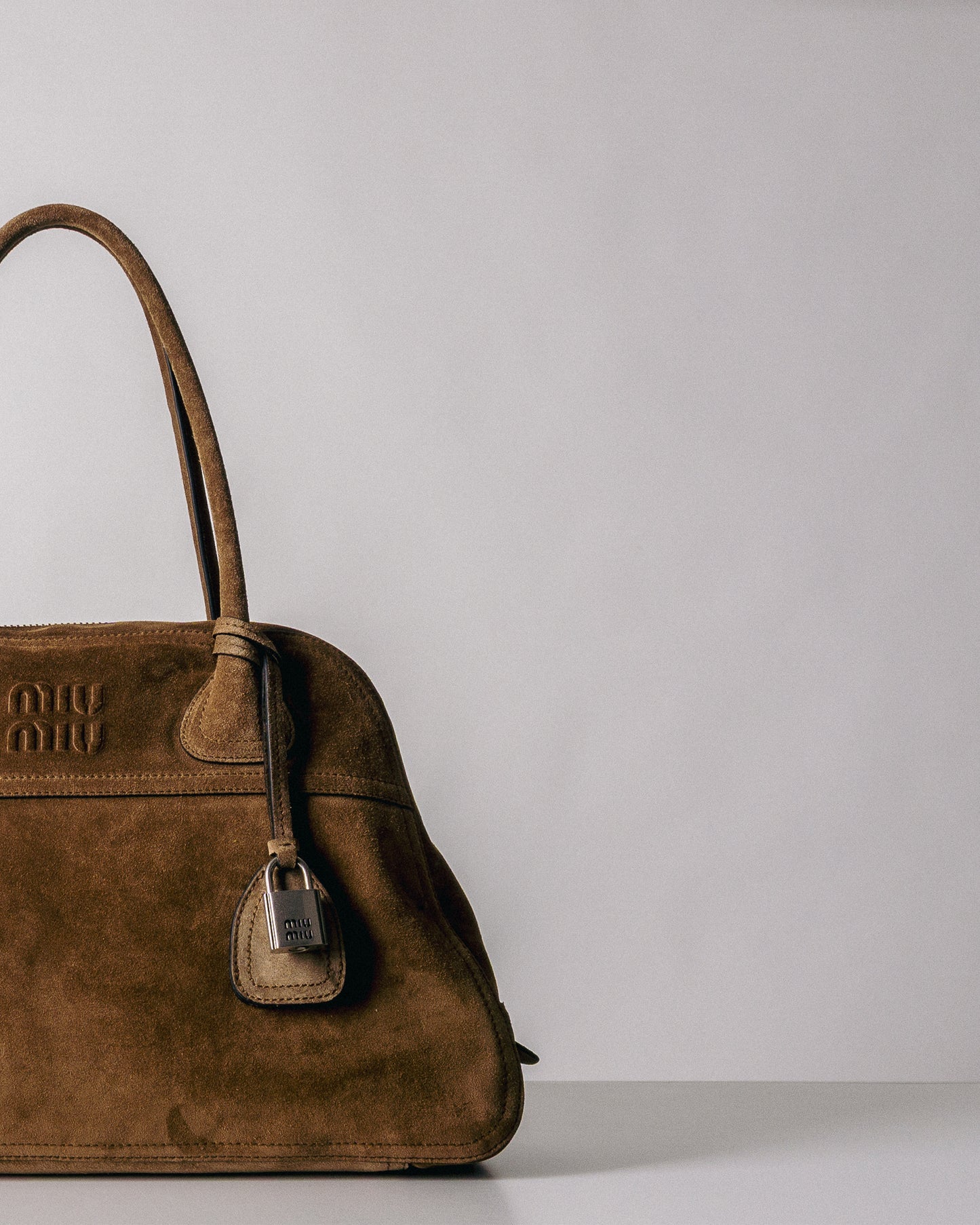MIU MIU Leather Hand Bag Cacao