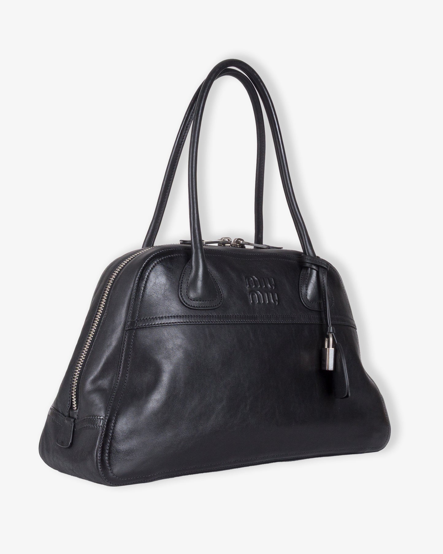 MIU MIU Leather Hand Bag Black