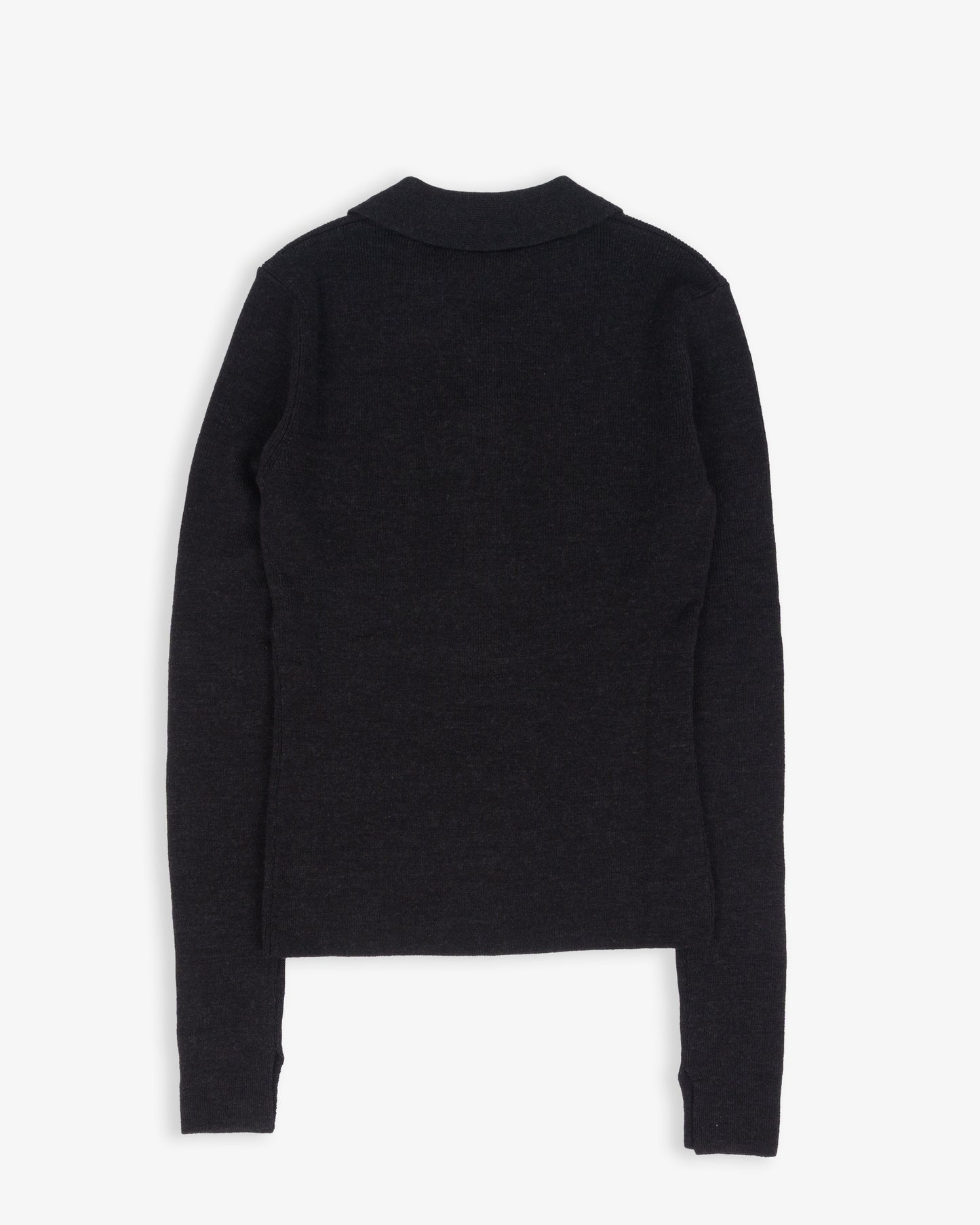 GANNI Mini Ribbed Merino Polo Phantom