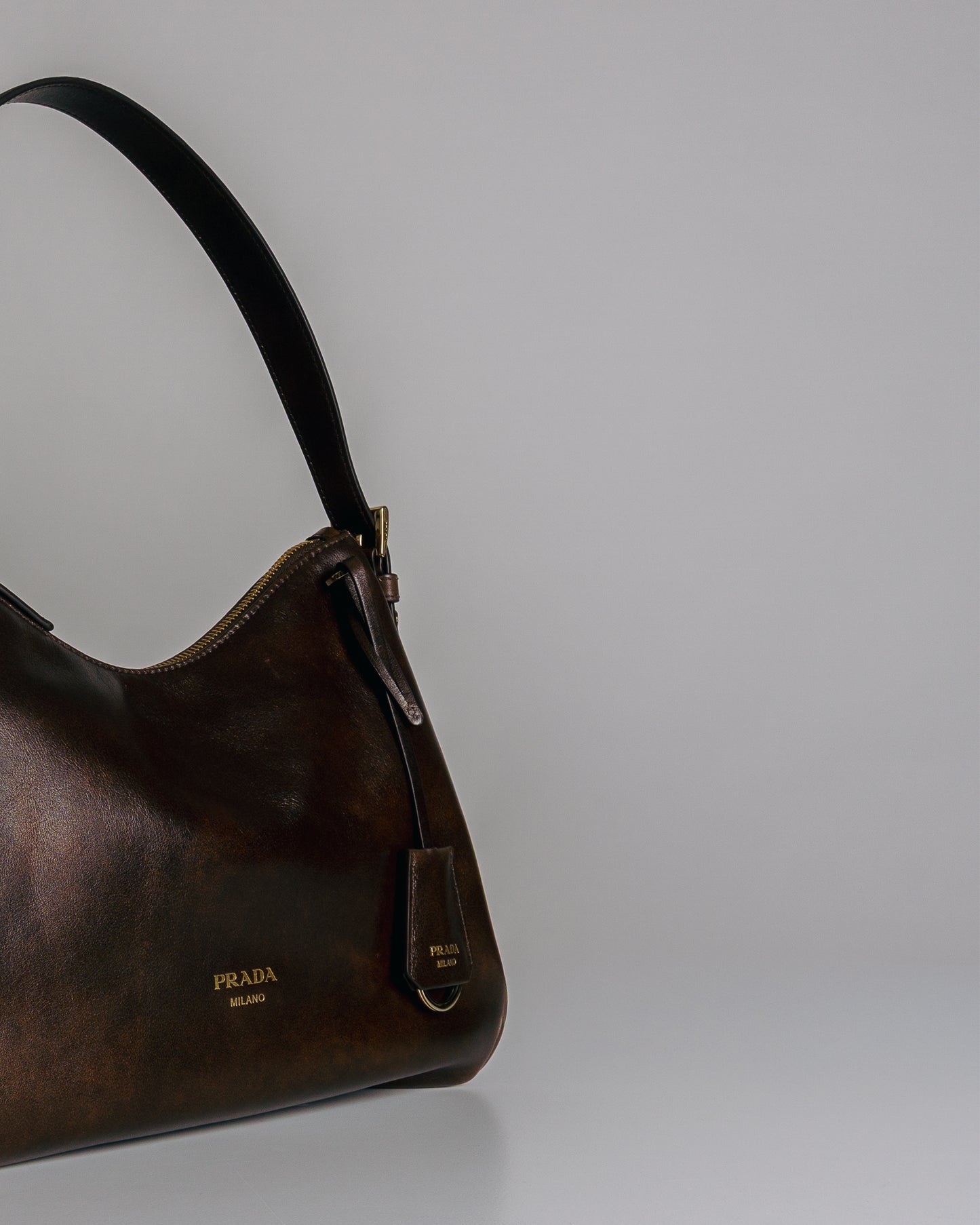 PRADA Leather Hand Bag Cacao