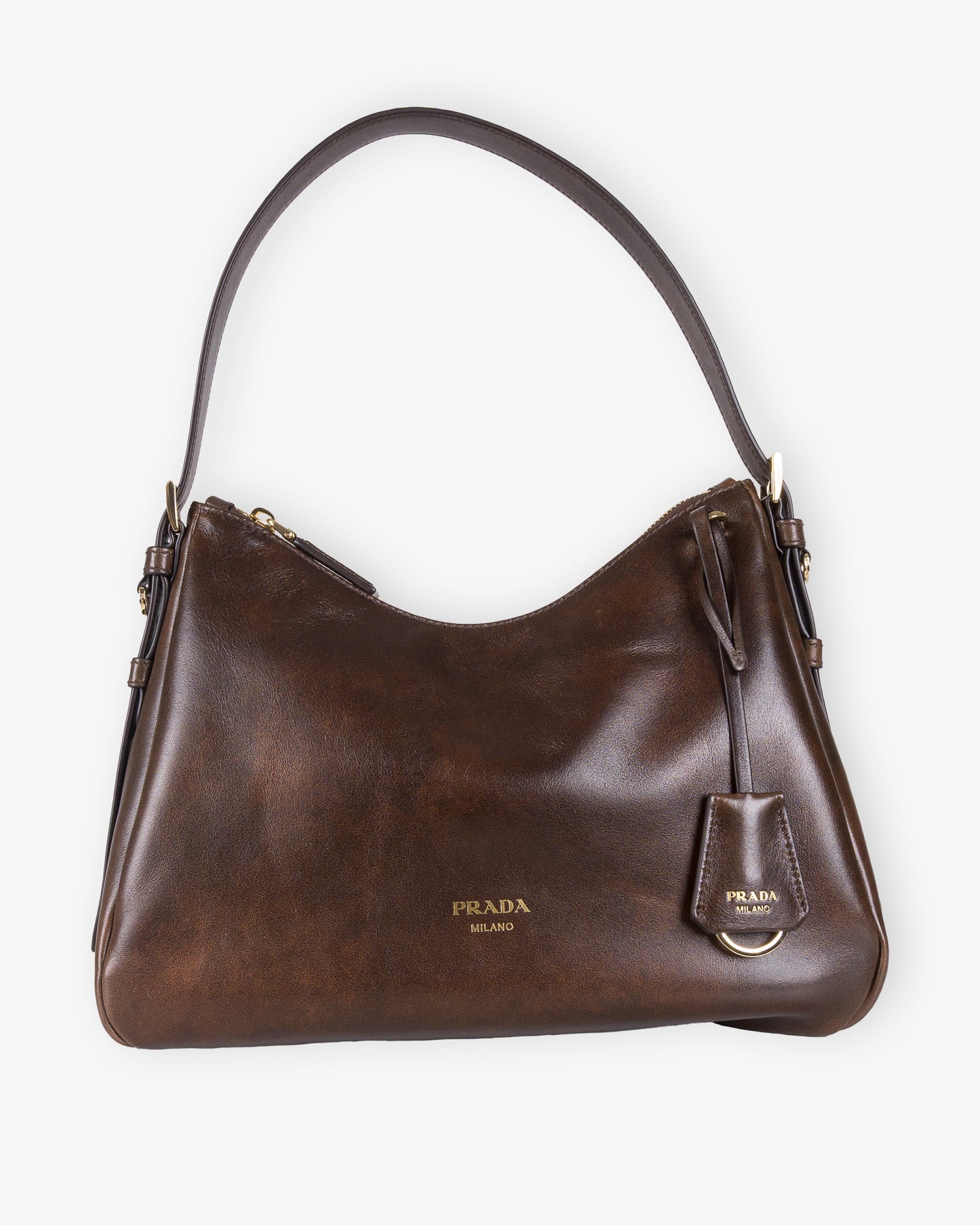 PRADA Leather Hand Bag Cacao