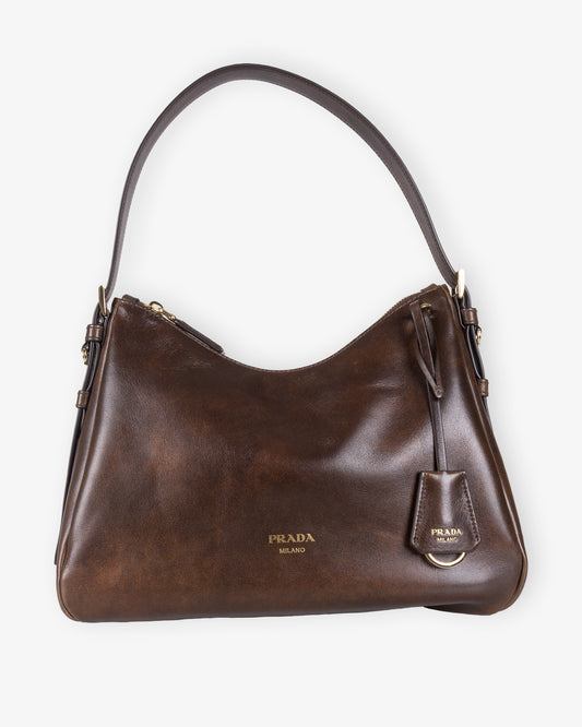 PRADA Leather Hand Bag Cacao