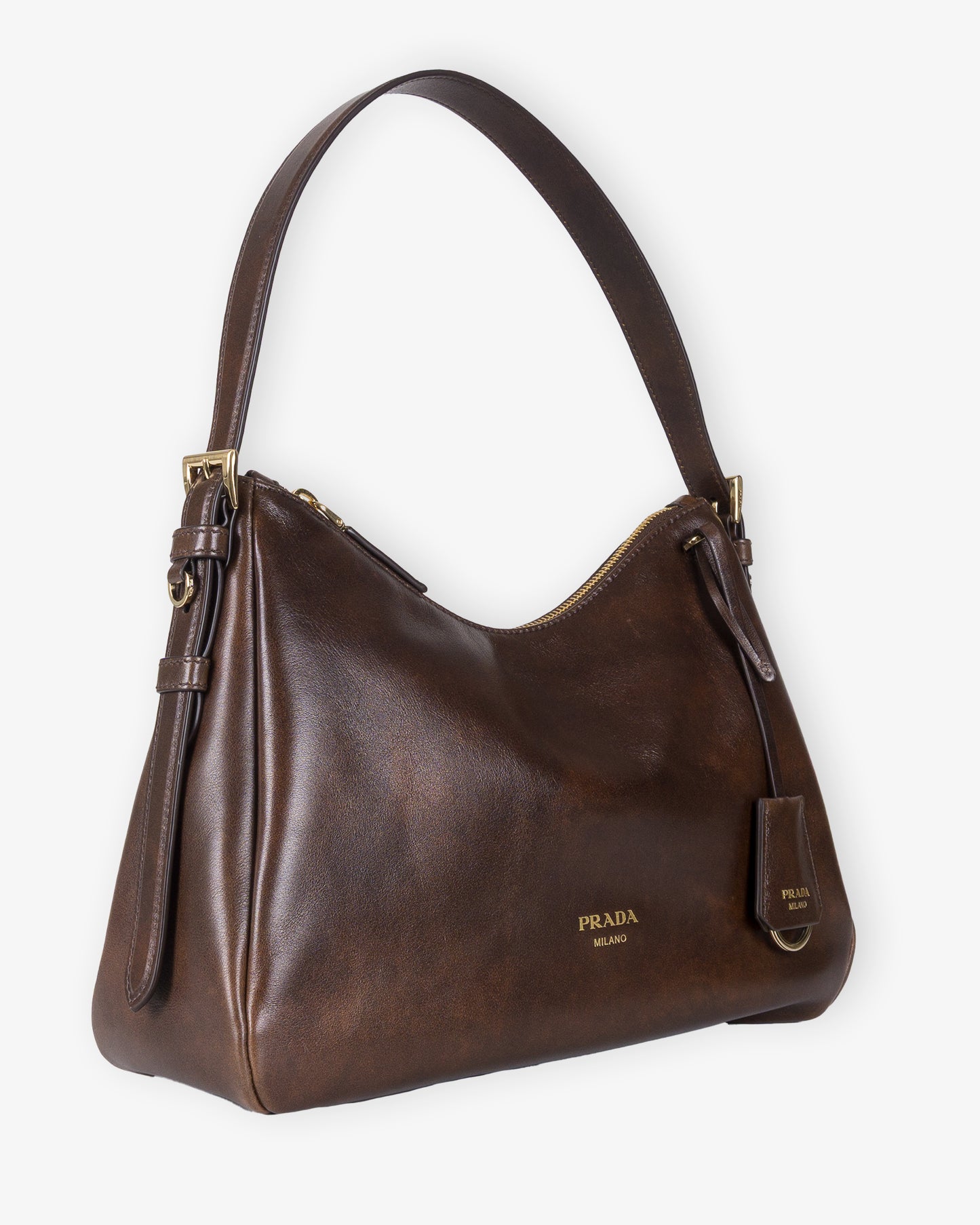 PRADA Leather Hand Bag Cacao