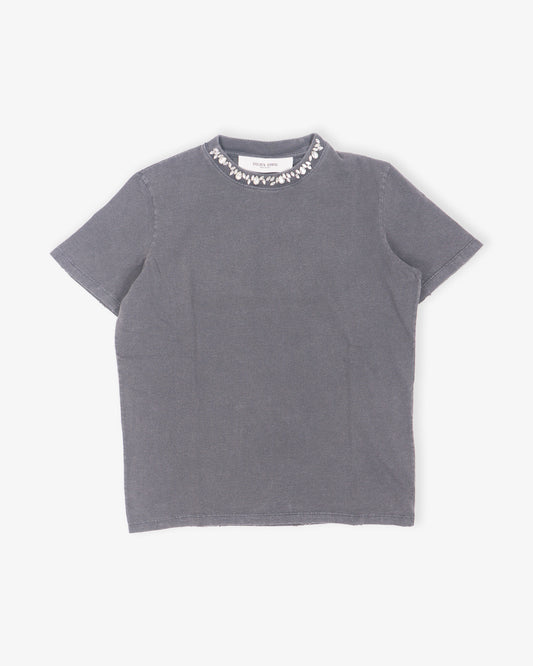 GOLDEN GOOSE W´s Regular T-Shirt Distressed Cotton Jersey with Embroidery