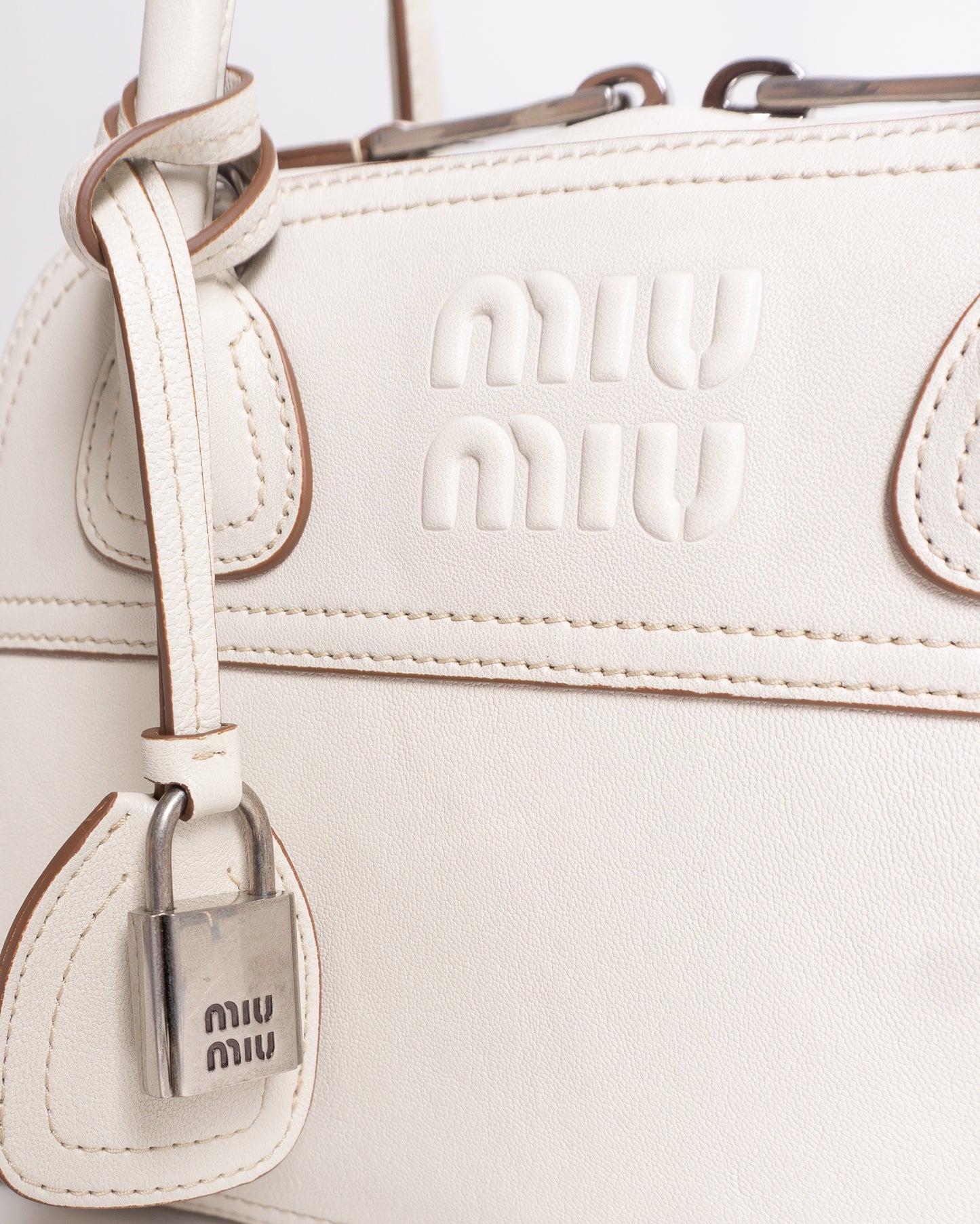 MIU MIU Vivant Nappa Leather Bag Talco
