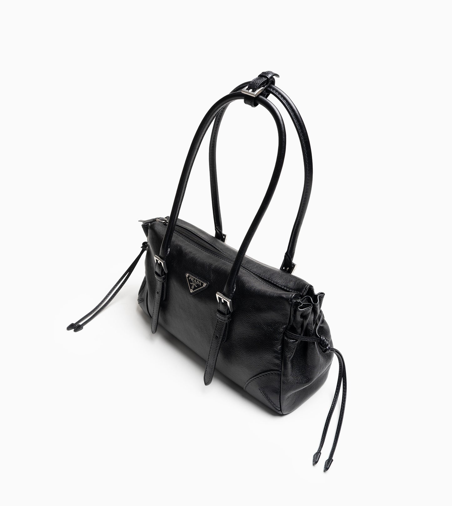 PRADA Bonnie Leather ( Non- Reptile) Hand Bag Black
