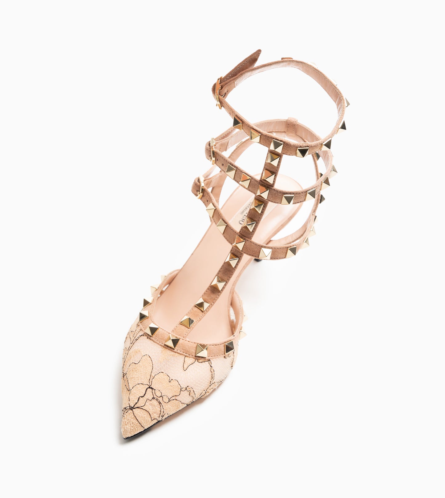 VALENTINO ANKLE STRAP ROCKSTUD SHOE NERO-SORBET