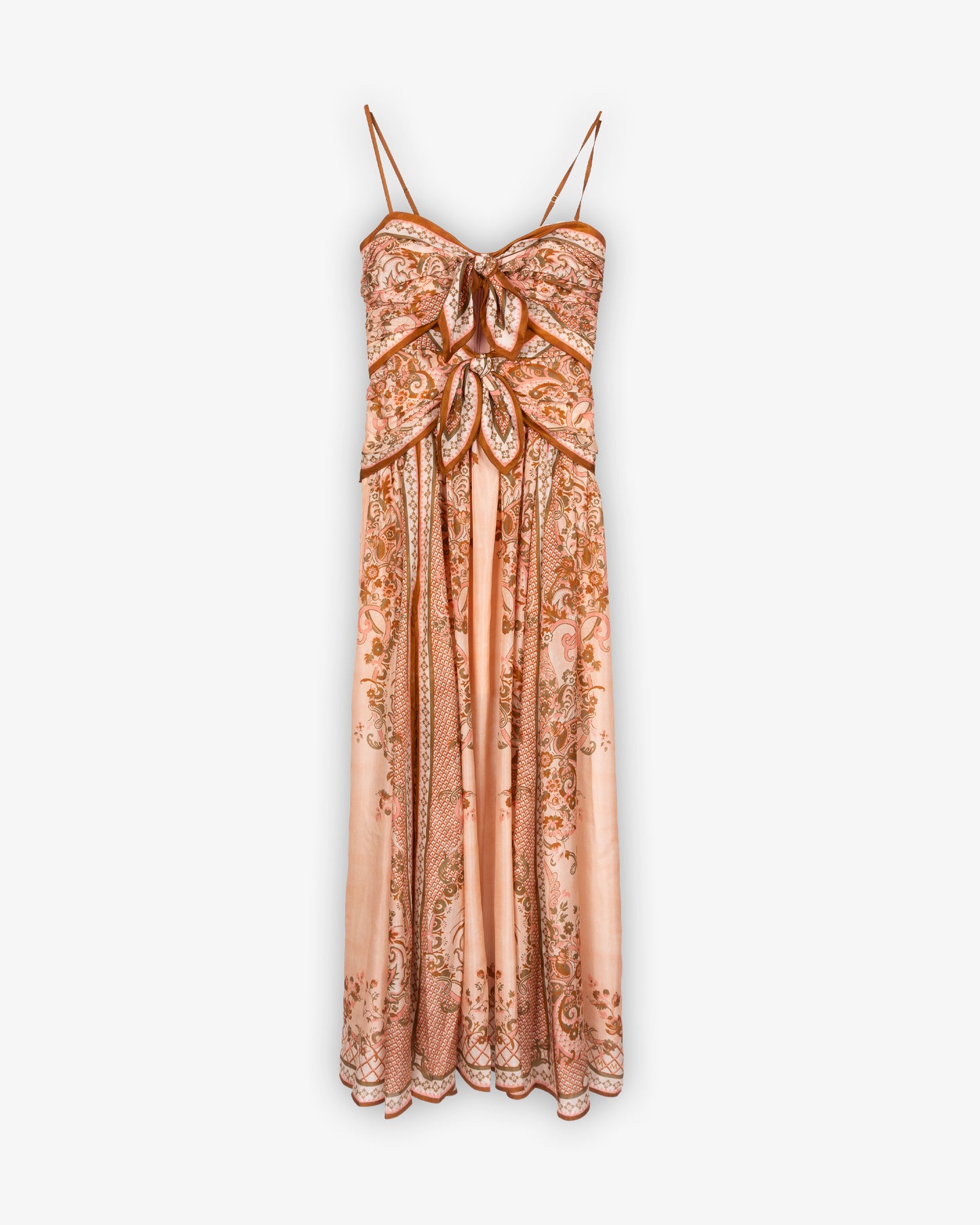 ZIMMERMANN Aster Scarf Midi Dress Pink Paisley Floral